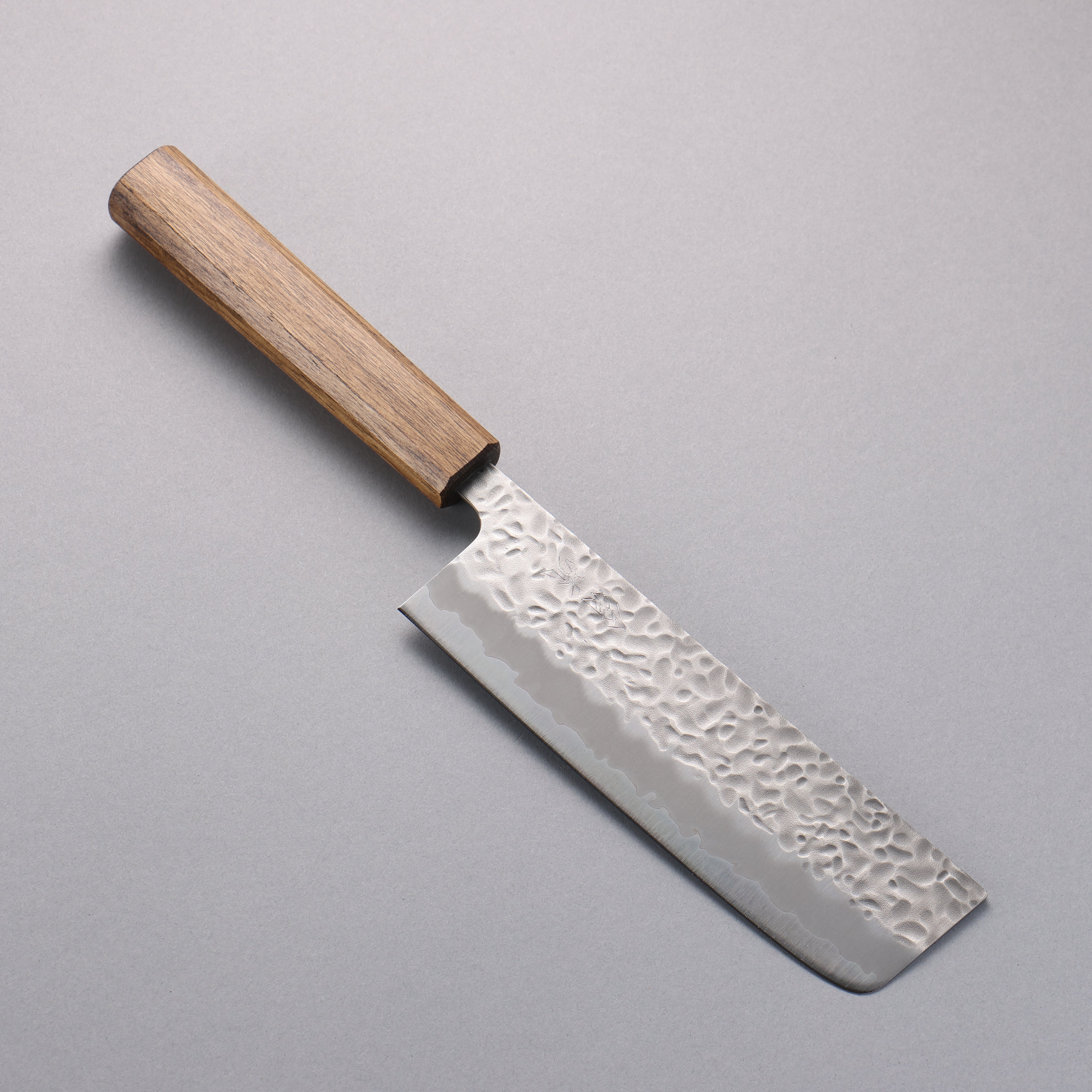 Oul White Steel No.1 Hammered Nakiri 165mm Oak Handle - Seisuke Knife
