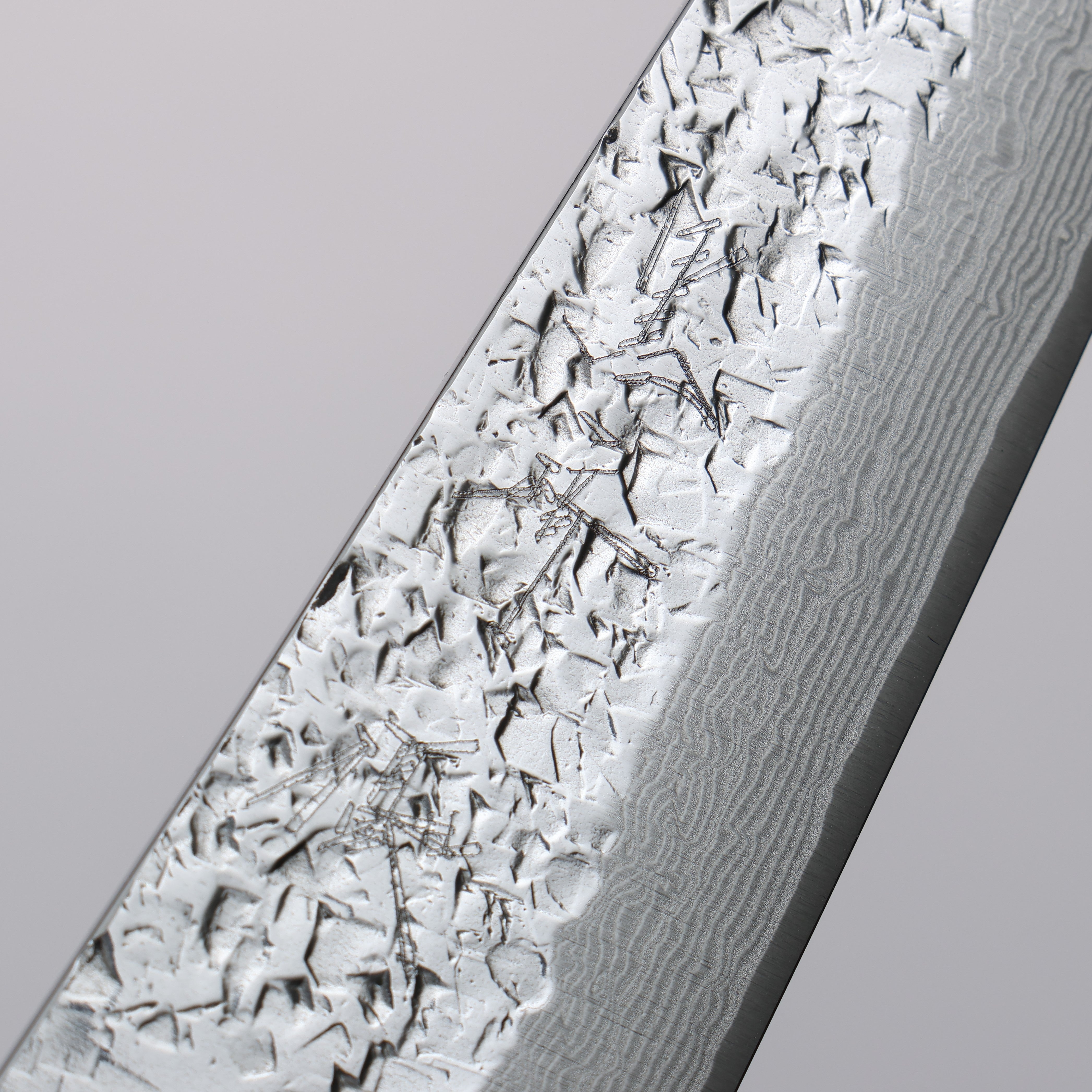 Yu Kurosaki Shizuku SG2 Hammered Damascus Kiritsuke Petty-Utility 130mm Gray Stablilized Wood Handle - Seisuke Knife