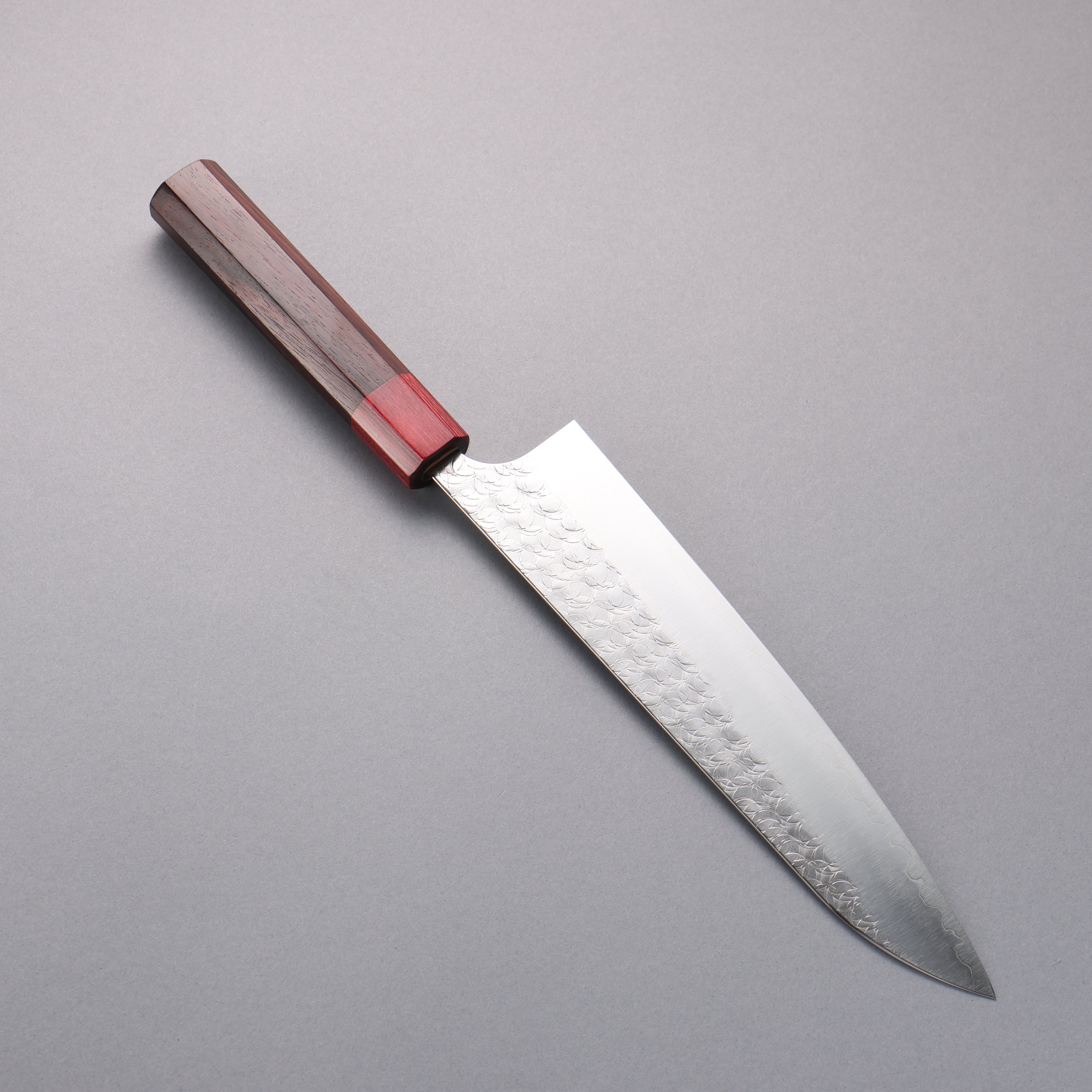 Yoshimi Kato Minamo SG2 Hammered Gyuto 210mm Rosewood (ferrule: Red Pakka wood) Handle - Seisuke Knife