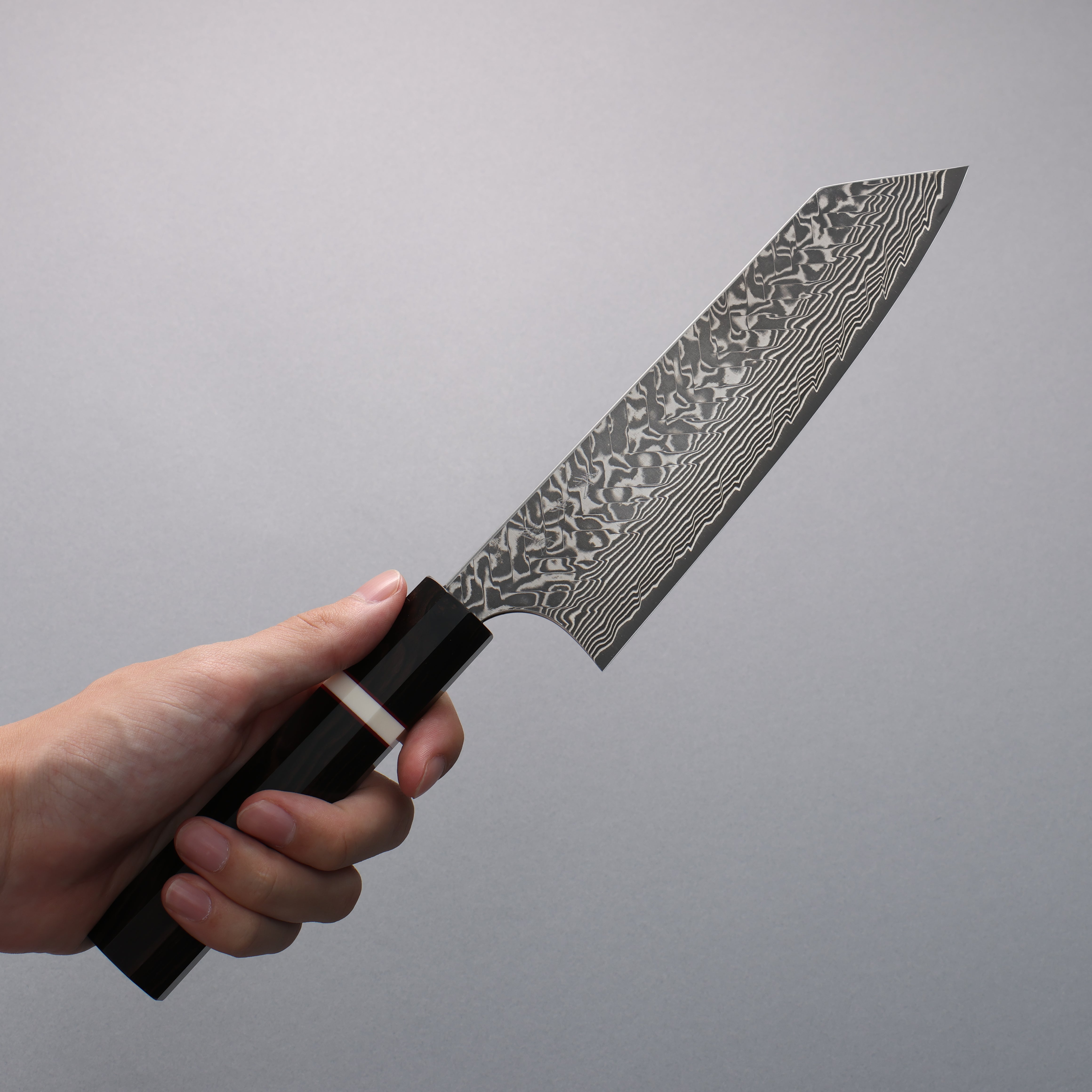 Yoshimi Kato SG2 Black Damascus Bunka 170mm Ebony (White Ring) Handle - Seisuke Knife