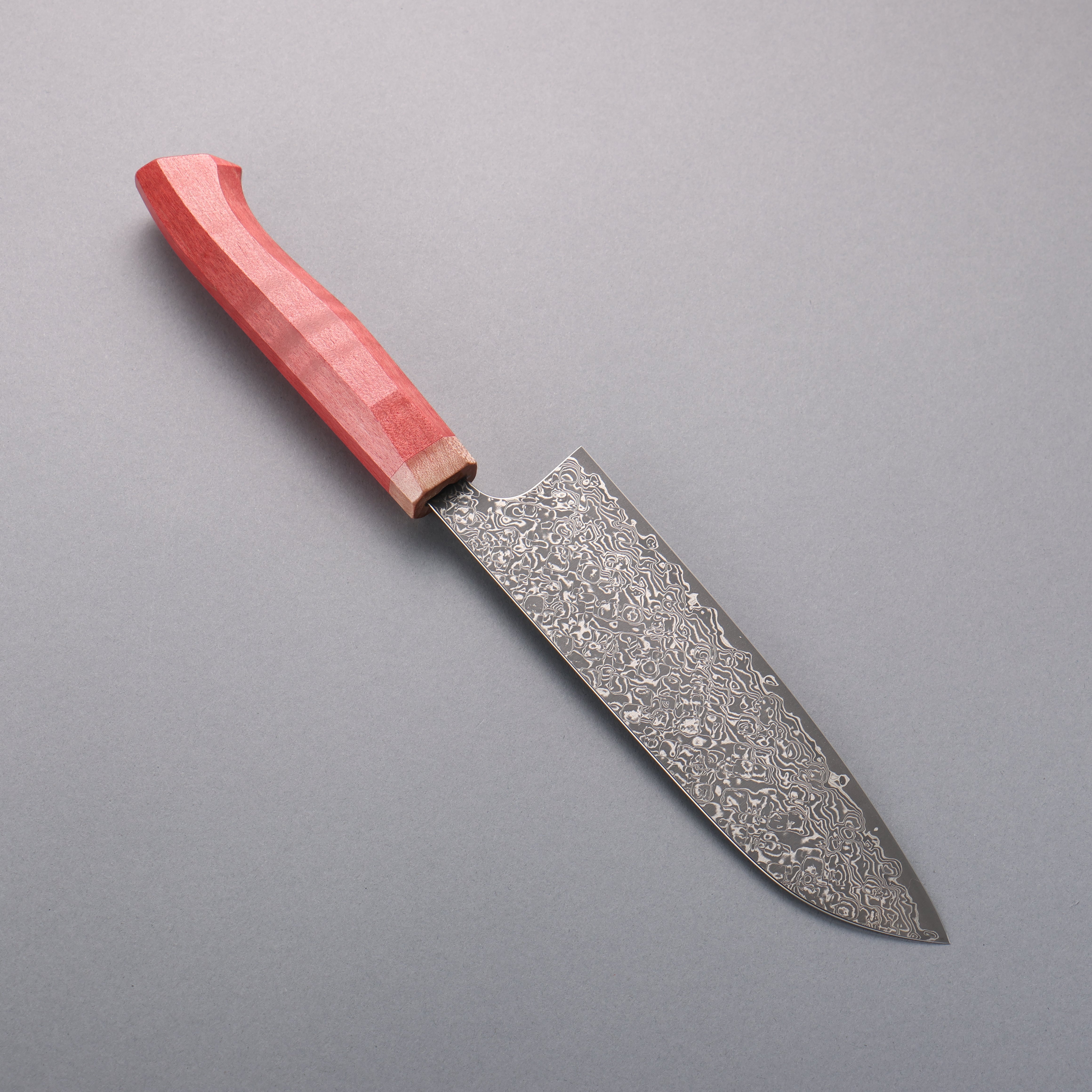 Yoshimi Kato VG10 Black Damascus Santoku 170mm Western style (red) Handle - Seisuke Knife