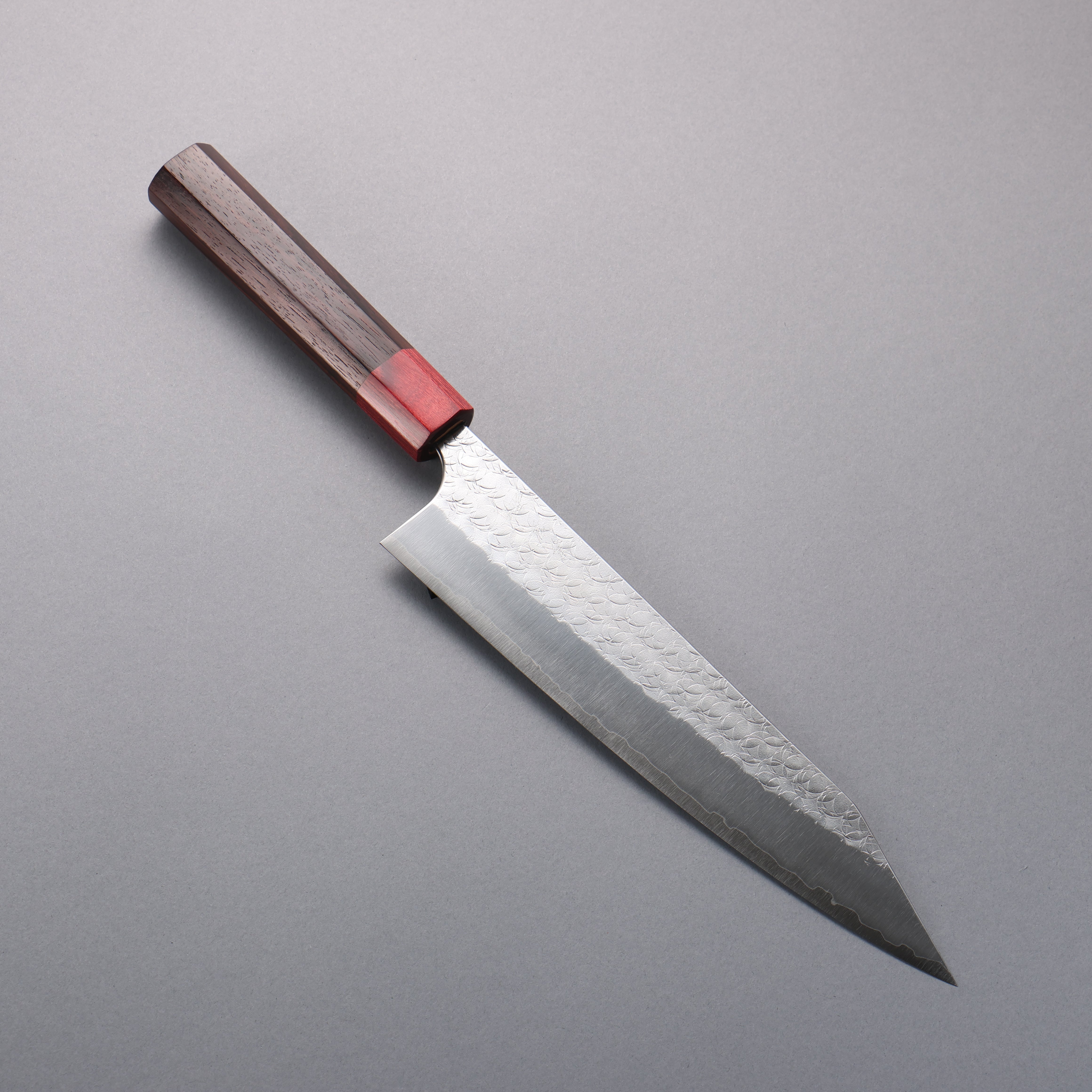 Yoshimi Kato Minamo SG2 Hammered Kiritsuke Gyuto 210mm Rosewood (ferrule: Red Pakka wood) Handle - Seisuke Knife