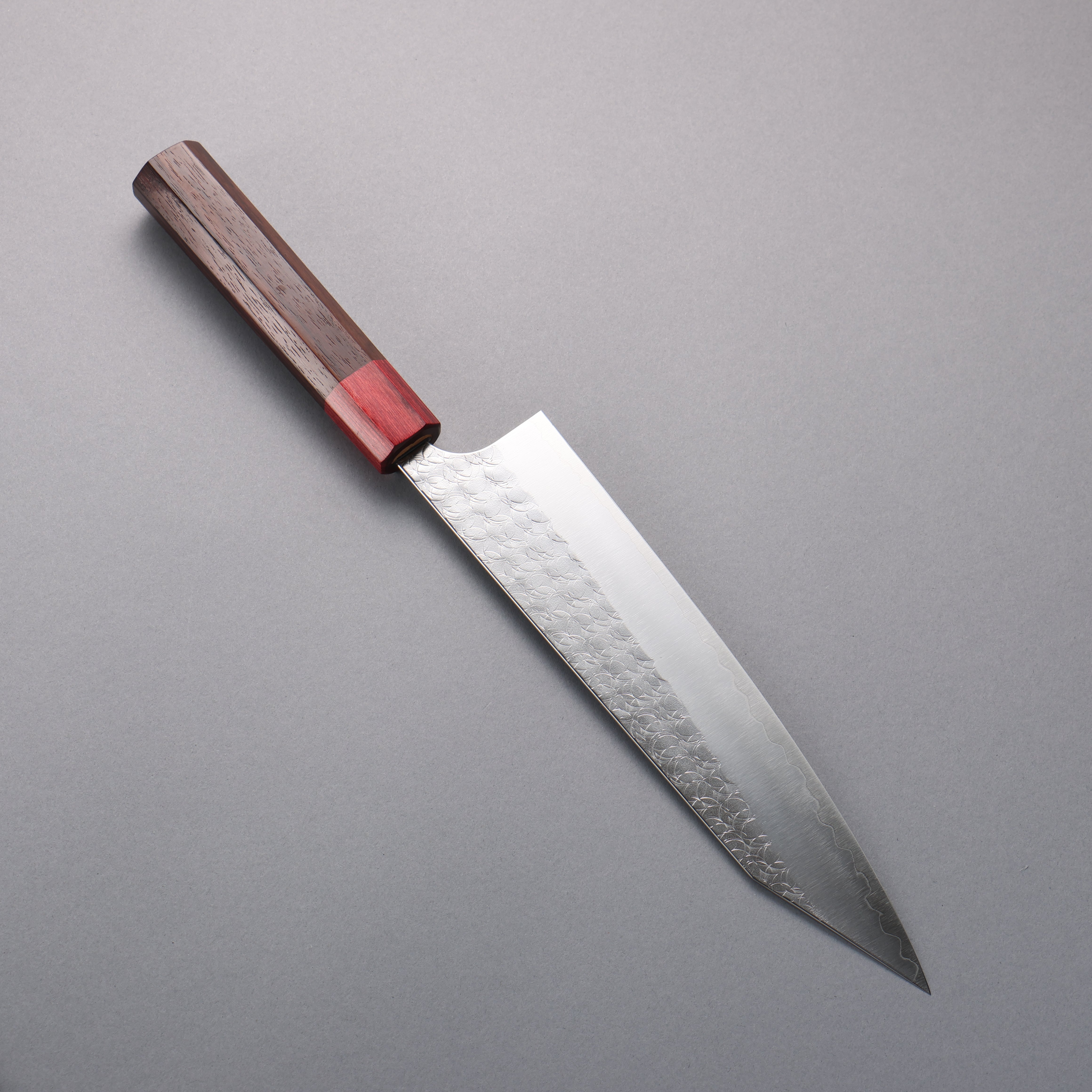 Yoshimi Kato Minamo SG2 Hammered Kiritsuke Gyuto 210mm Rosewood (ferrule: Red Pakka wood) Handle - Seisuke Knife