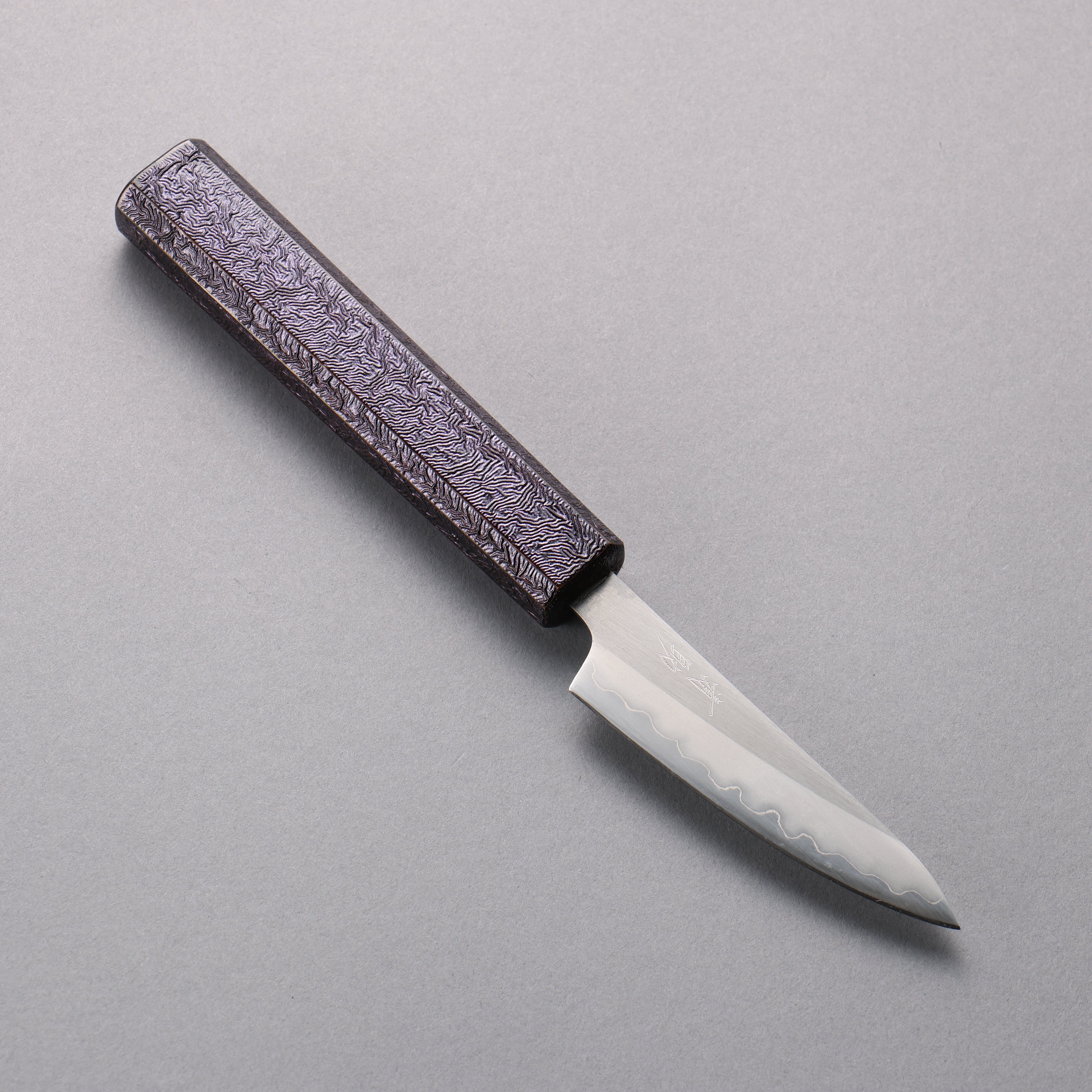 Seisuke White Steel No.1 Migaki Paring 80mm Purple Lacquered Oak Handle - Seisuke Knife