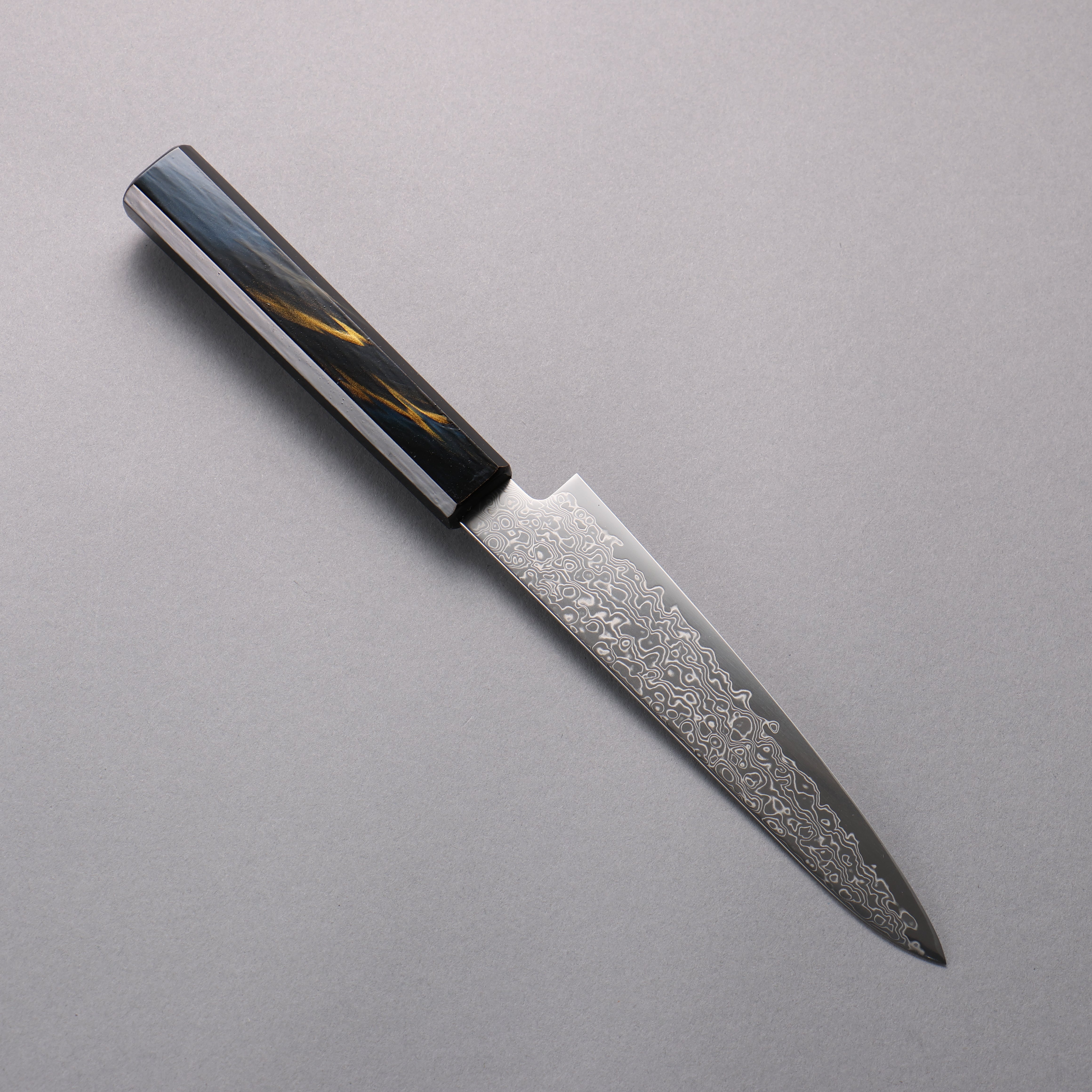 Kanjyo SG2 Damascus Petty-Utility 150mm Navy & Gold Lacquered Handle - Seisuke Knife