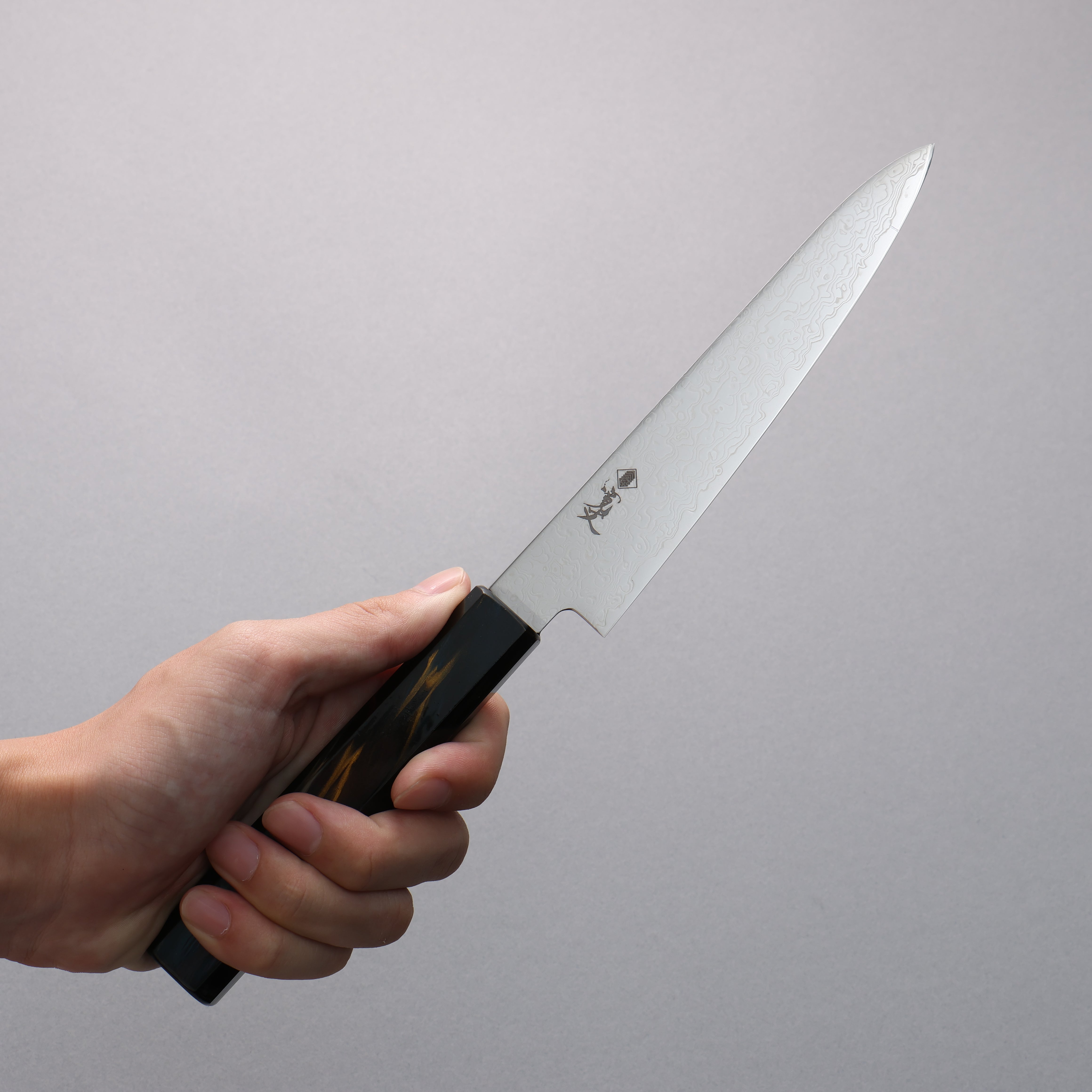 Kanjyo SG2 Damascus Petty-Utility 150mm Navy & Gold Lacquered Handle - Seisuke Knife