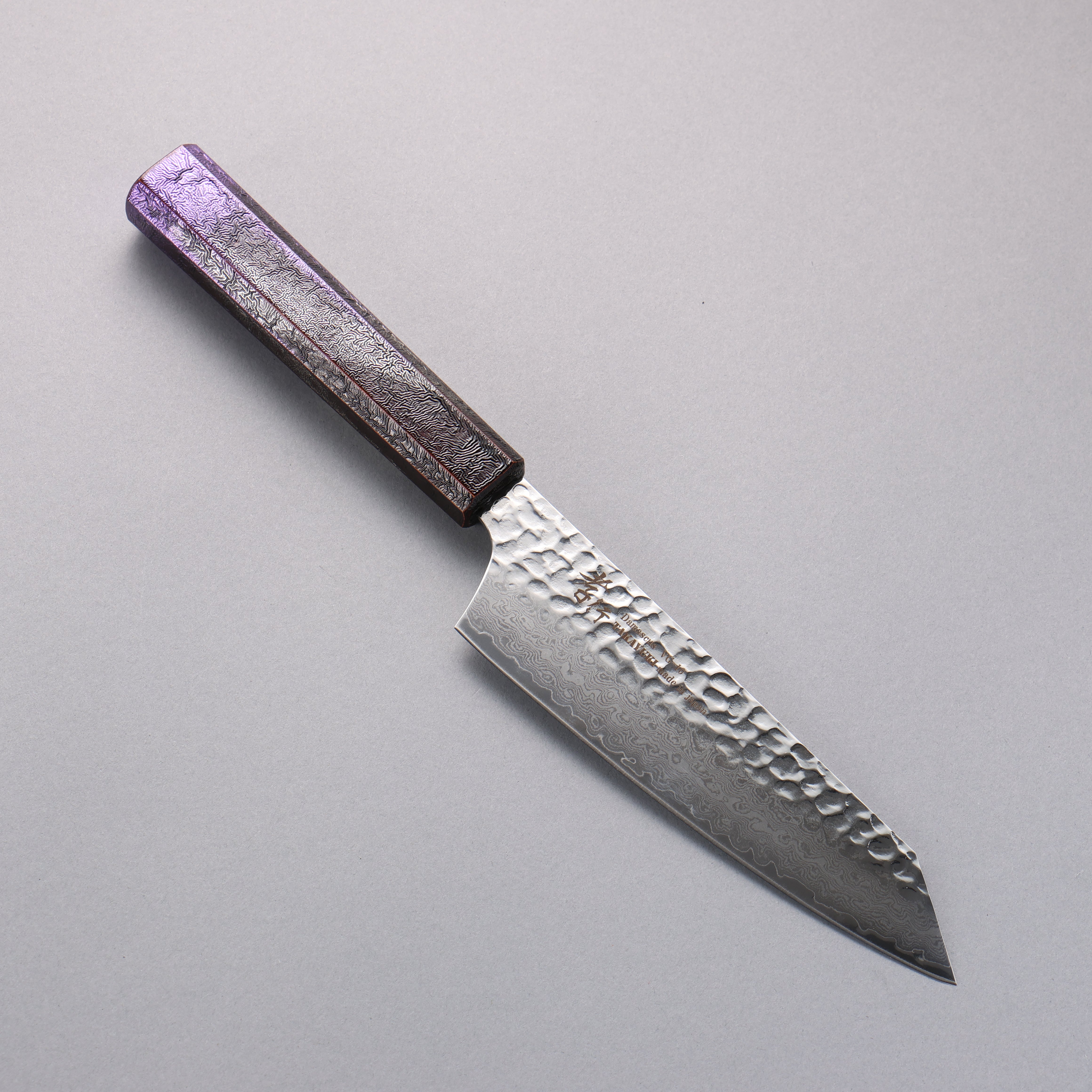 Sakai Takayuki Rinnou VG10 33 Layer Damascus Kengata Santoku160mm Purple LacqueredHandle - Seisuke Knife