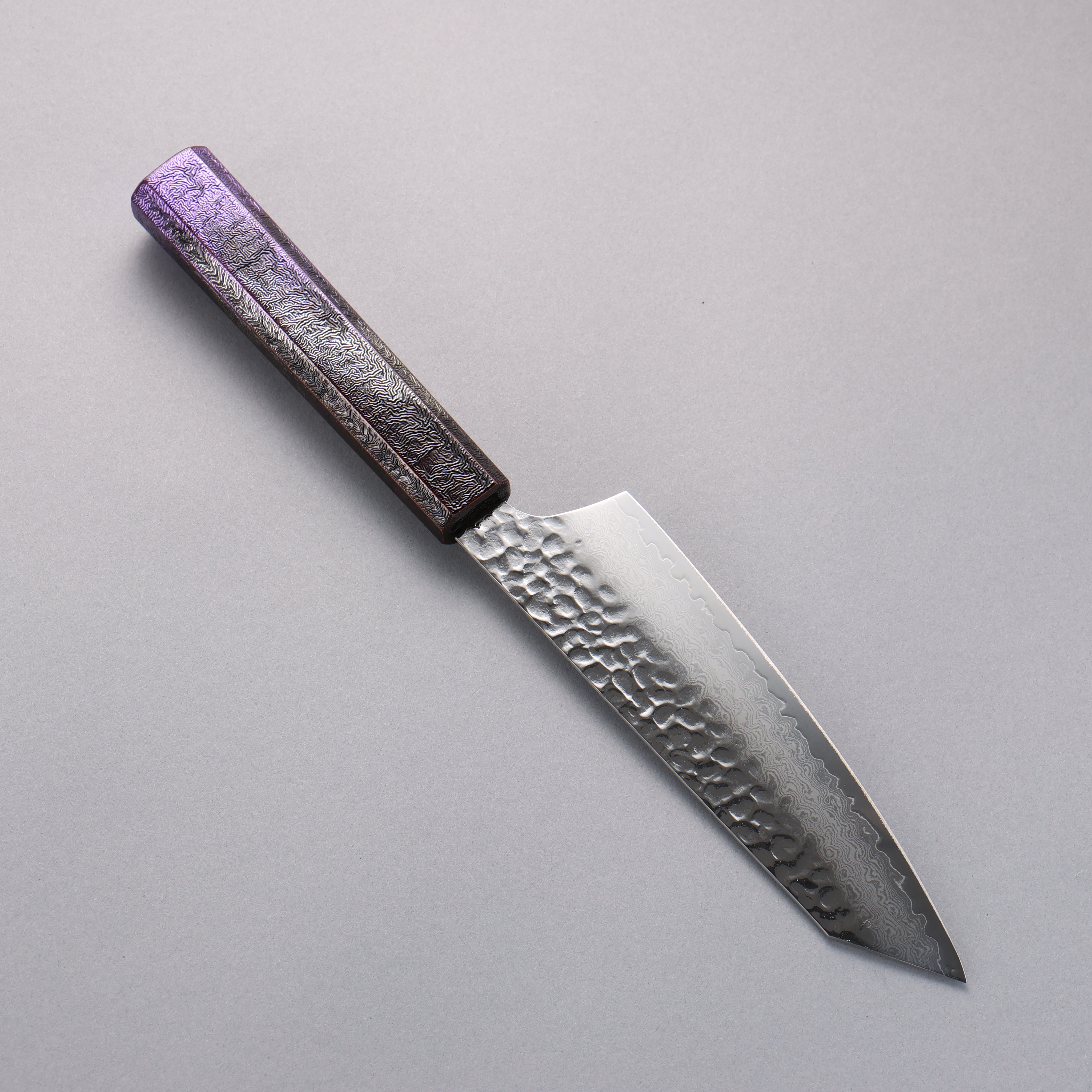 Sakai Takayuki Rinnou VG10 33 Layer Damascus Kengata Santoku160mm Purple LacqueredHandle - Seisuke Knife