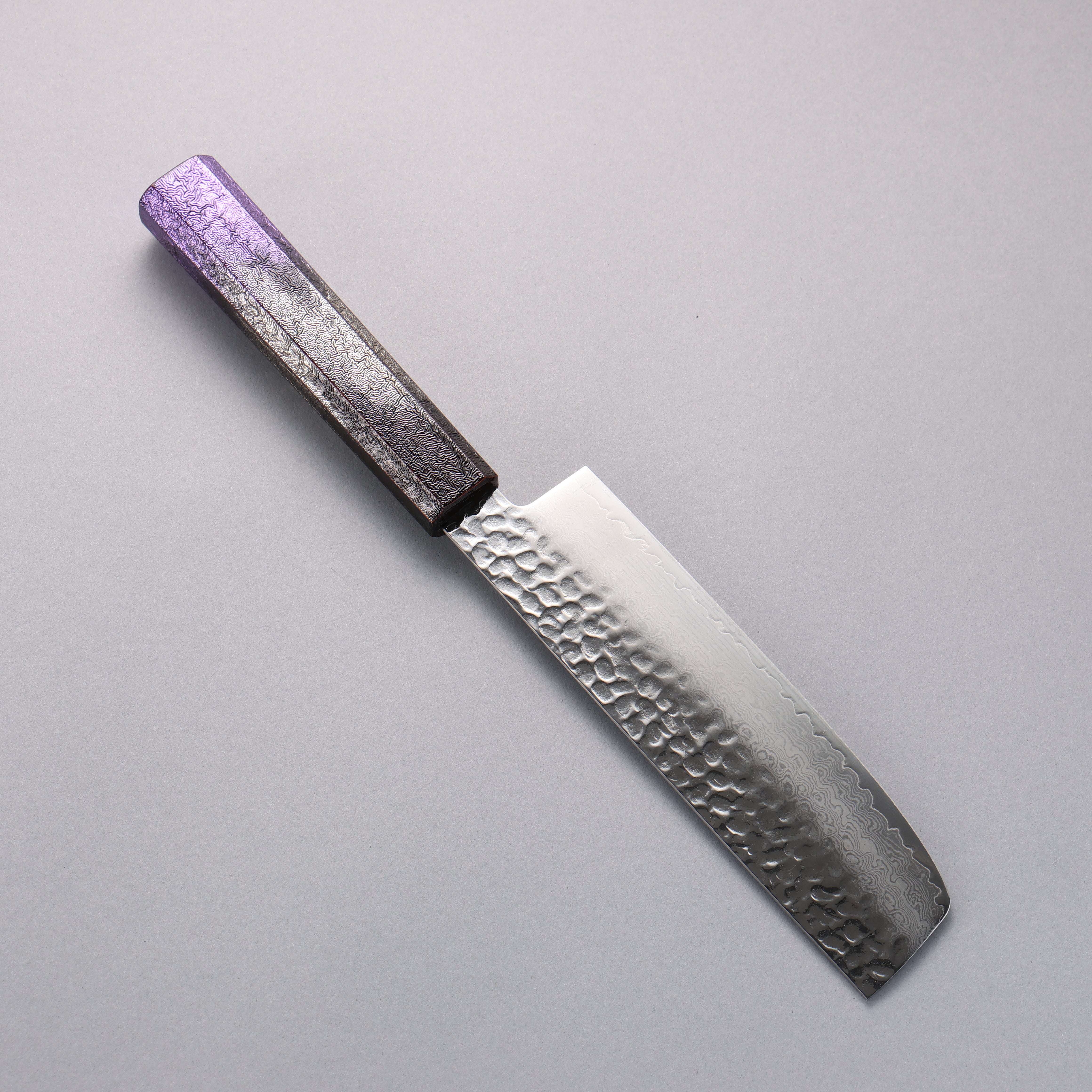 Sakai Takayuki Rinnou VG10 33 Layer Damascus Nakiri160mm Purple LacqueredHandle - Seisuke Knife