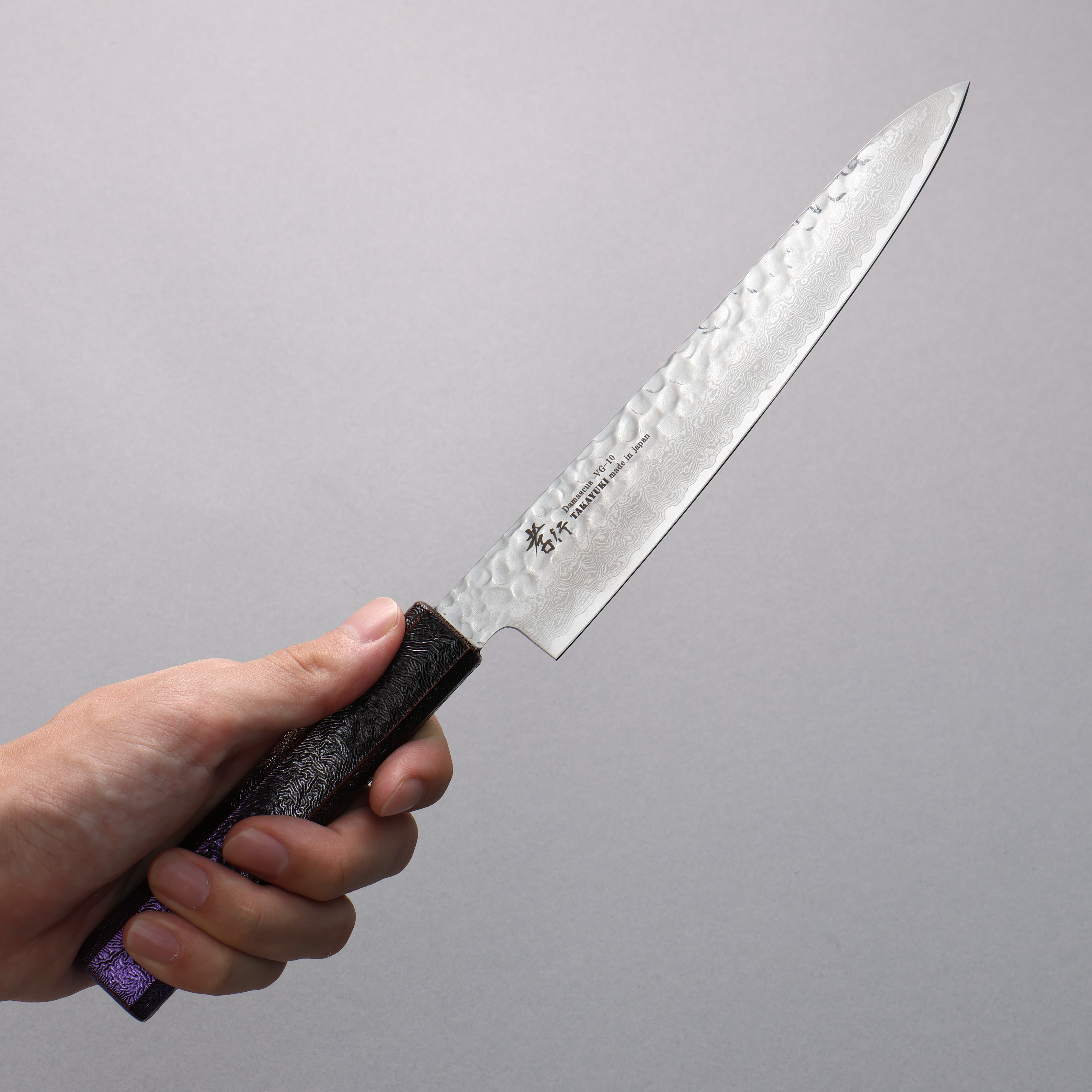 Sakai Takayuki Rinnou VG10 33 Layer Damascus Petty-Utility 180mm Purple Lacquered Handle - Seisuke Knife