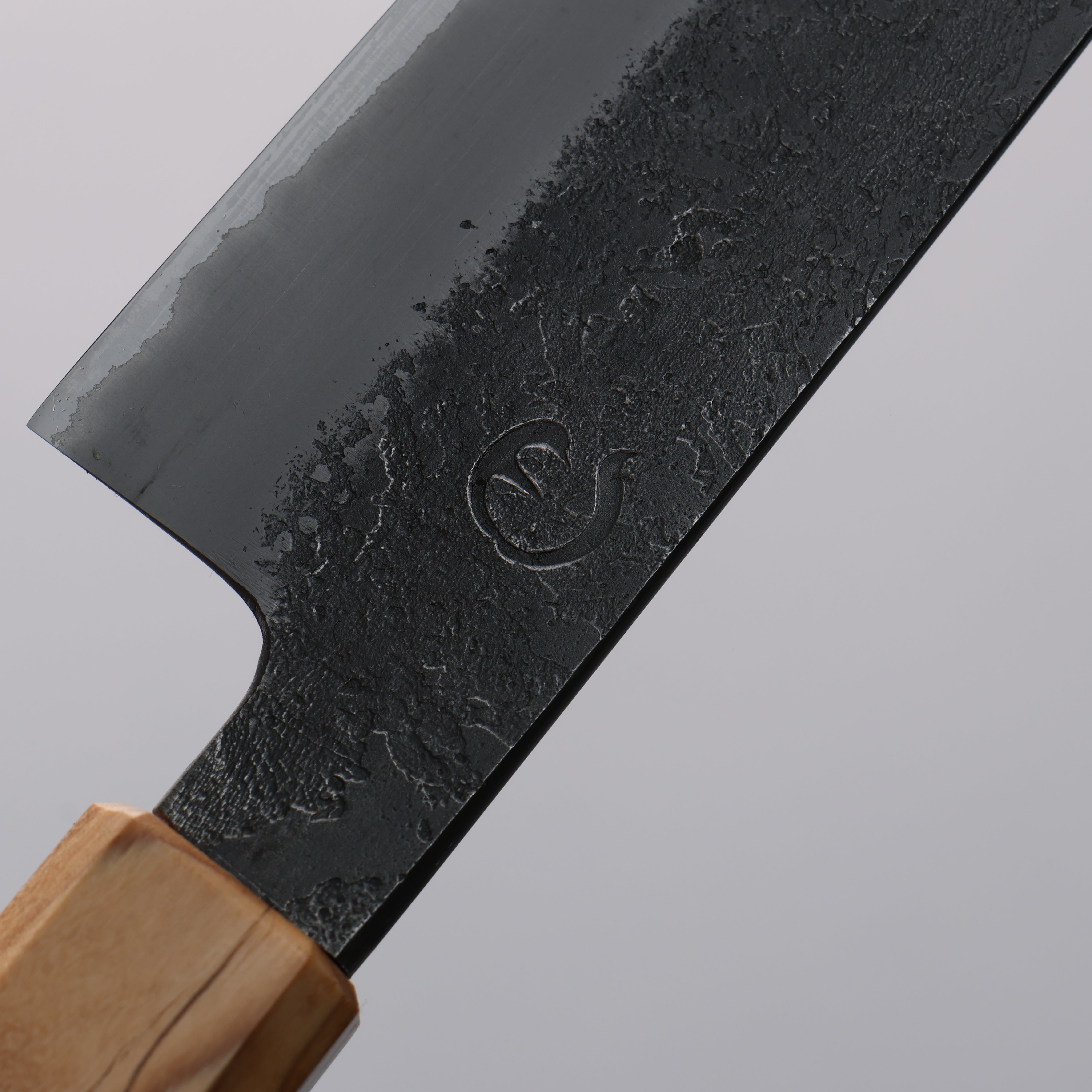 Hozantomoe White Steel No.2 Kurouchi Petty-Utility 135mm Olive Wood & Black Resin Handle - Seisuke Knife