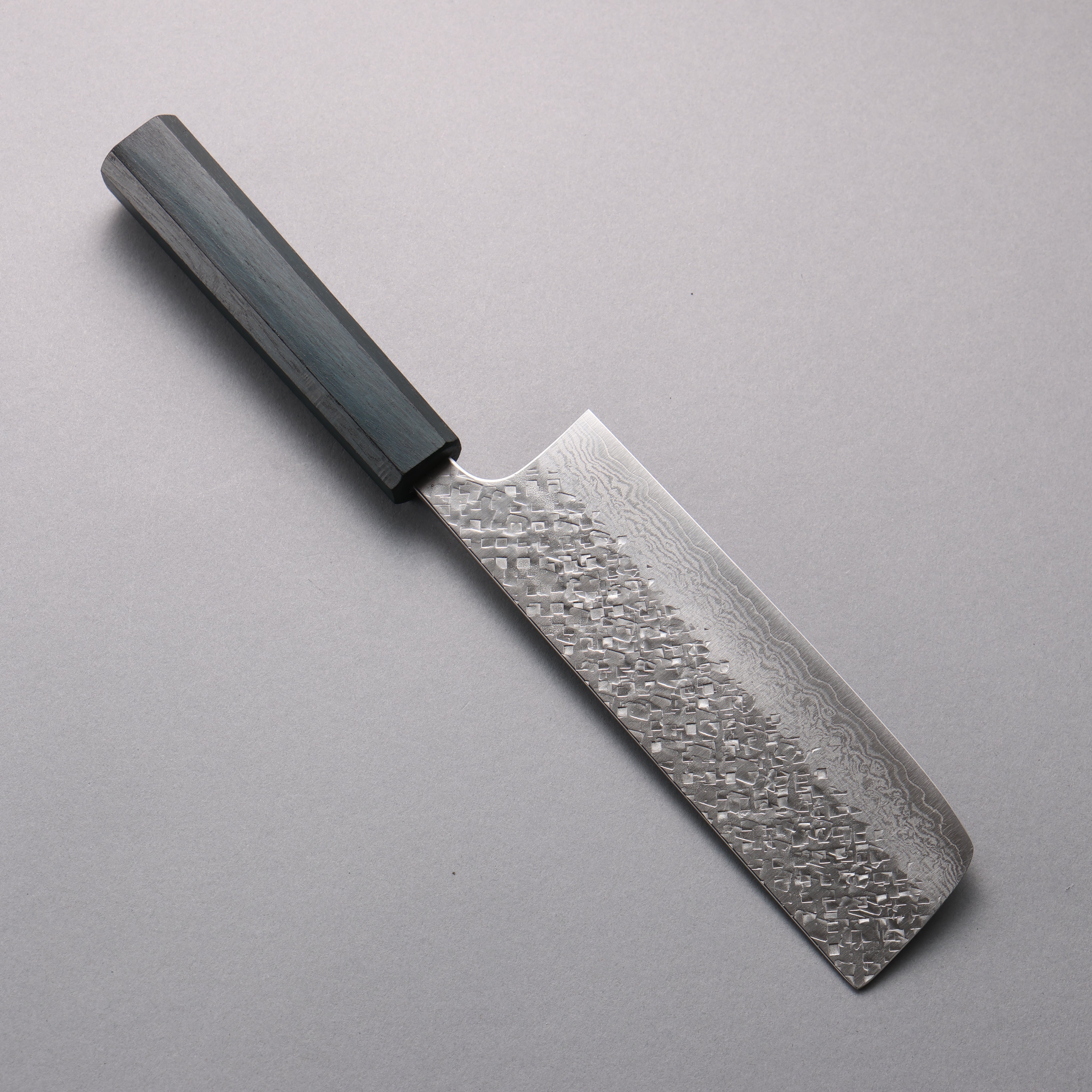 Yoshimi Kato VG10 Damascus Hammered(square) Nakiri 165mm Oak (Indigo Dyed) Handle - Seisuke Knife