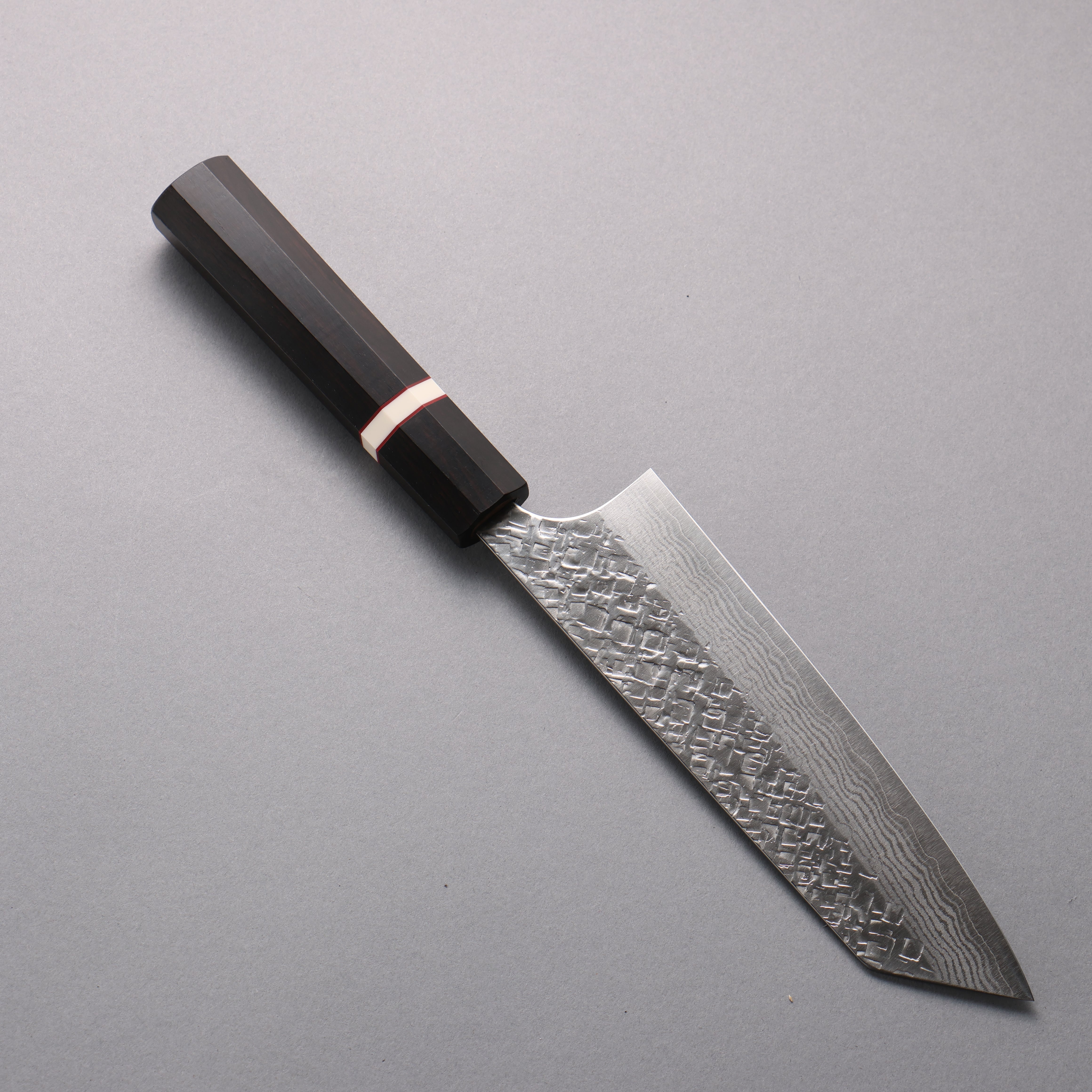 Yoshimi Kato VG10 Damascus Hammered(square) Bunka 170mm Ebony (White Ring) Handle - Seisuke Knife