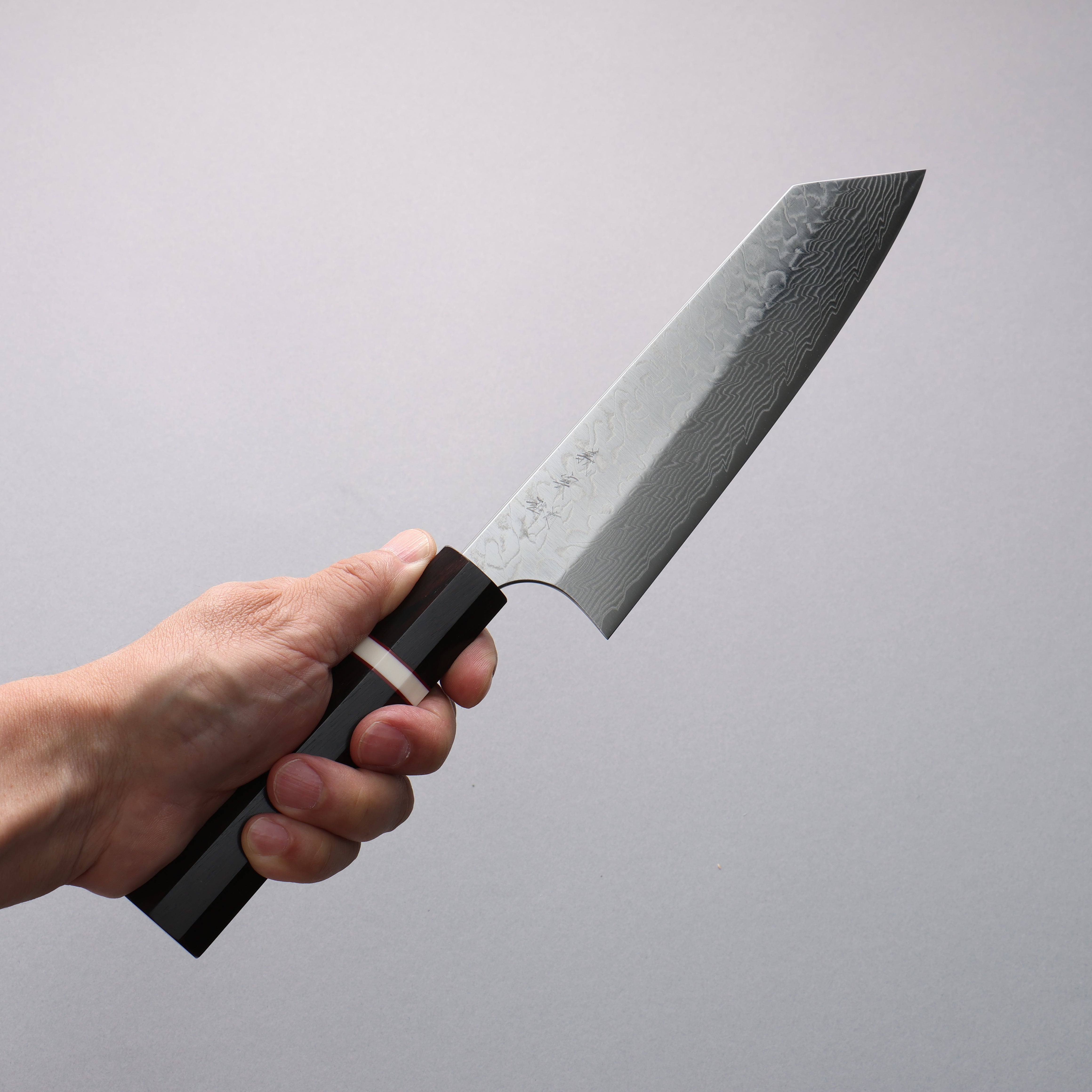 Yoshimi Kato SG2 Damascus Migaki Finished Bunka 170mm Ebony (White Ring) Handle - Seisuke Knife