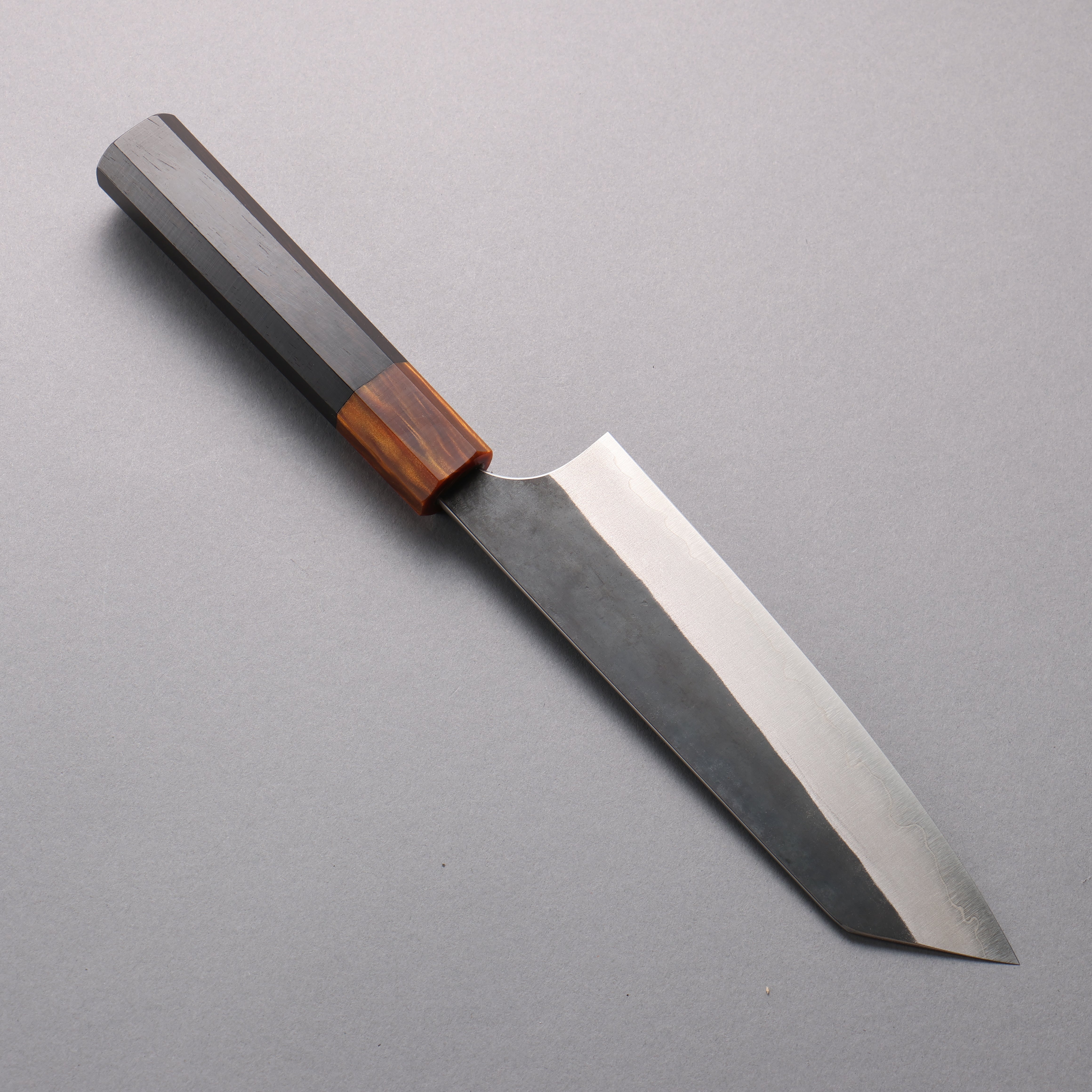 Yoshimi Kato Blue Super Black Finished Bunka 170mm Ebony (ferrule: Orange Resin) Handle - Seisuke Knife