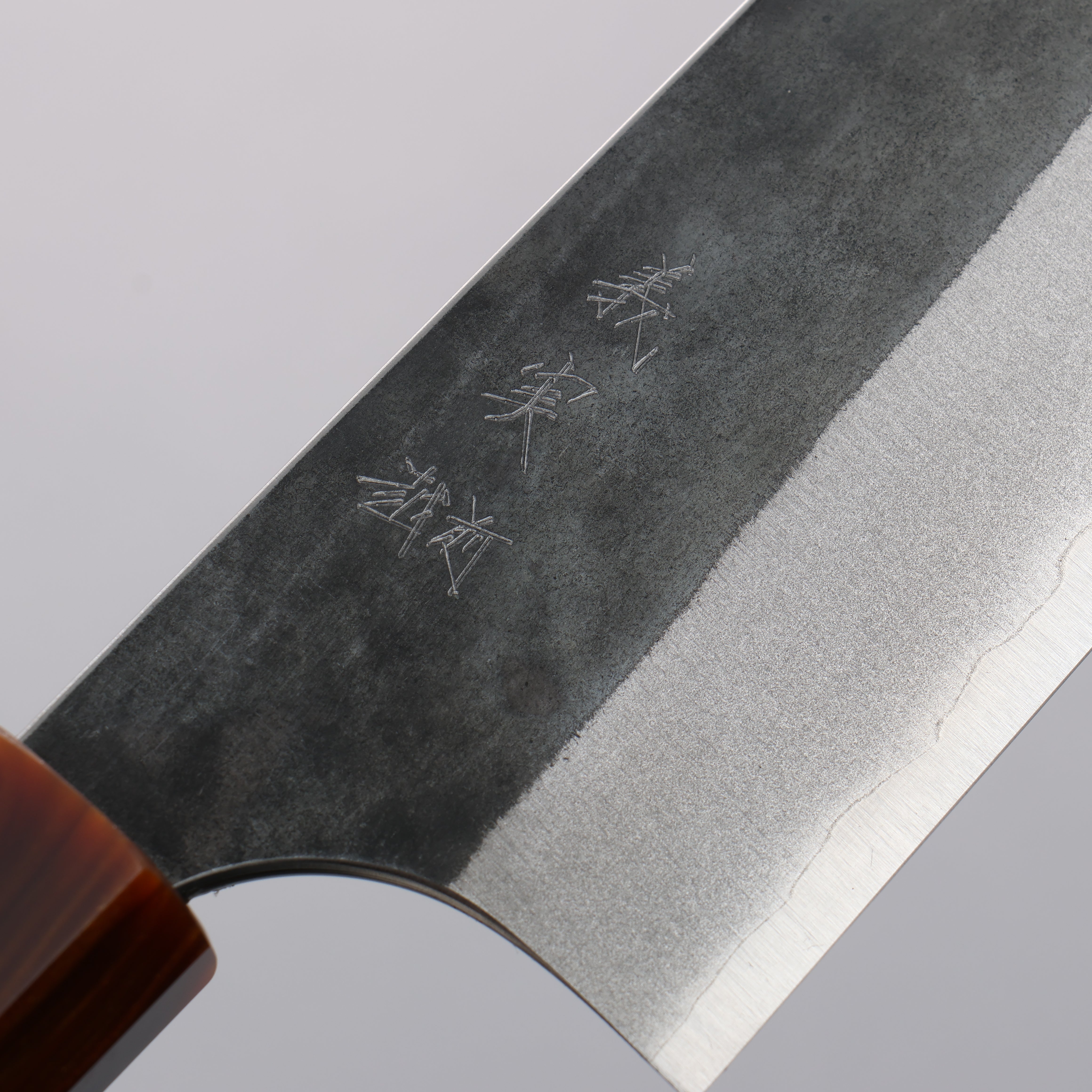Yoshimi Kato Blue Super Black Finished Bunka 170mm Ebony (ferrule: Orange Resin) Handle - Seisuke Knife