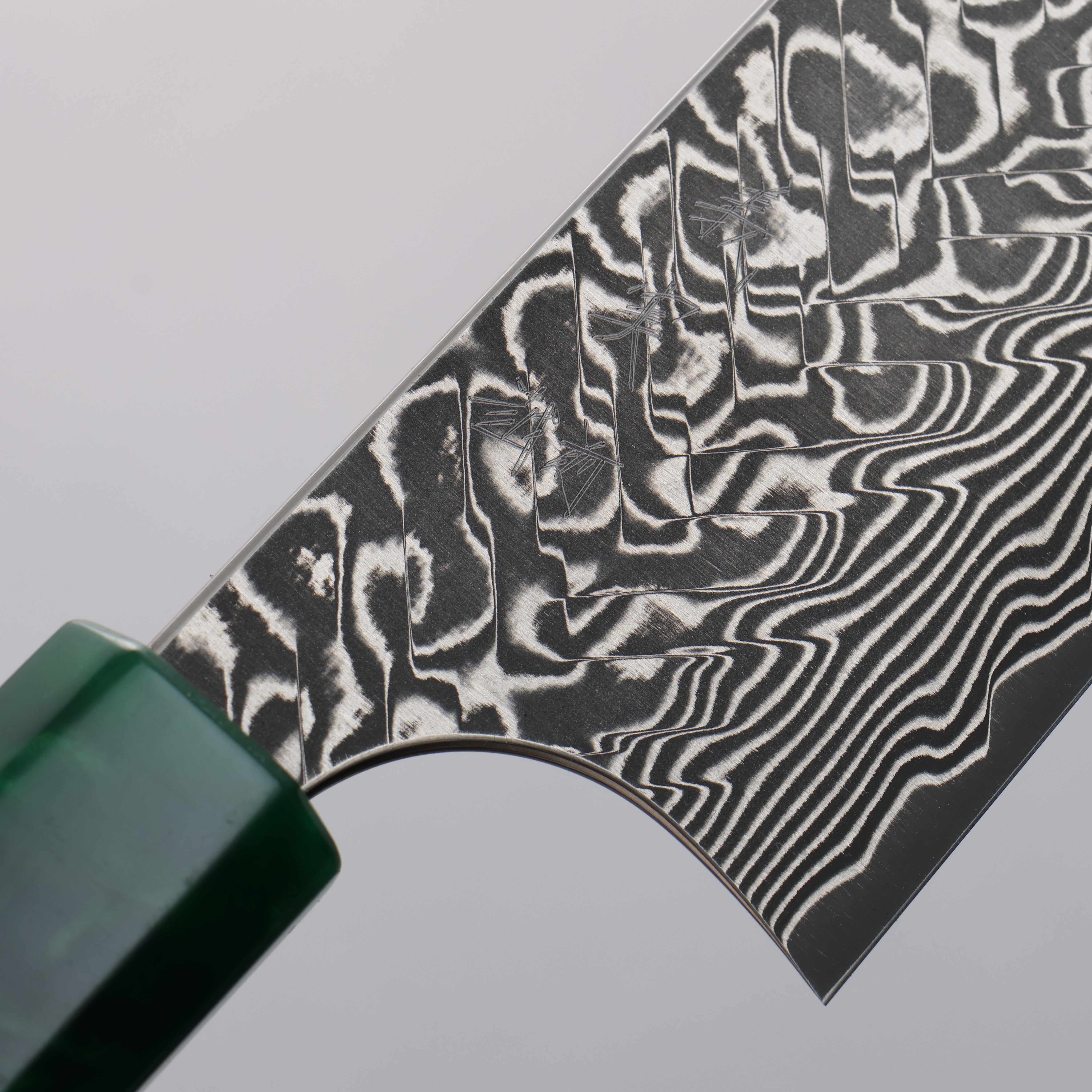Yoshimi Kato SG2 Damascus Black Finished Bunka 170mm Olive Tree and Green Resin Handle - Seisuke Knife