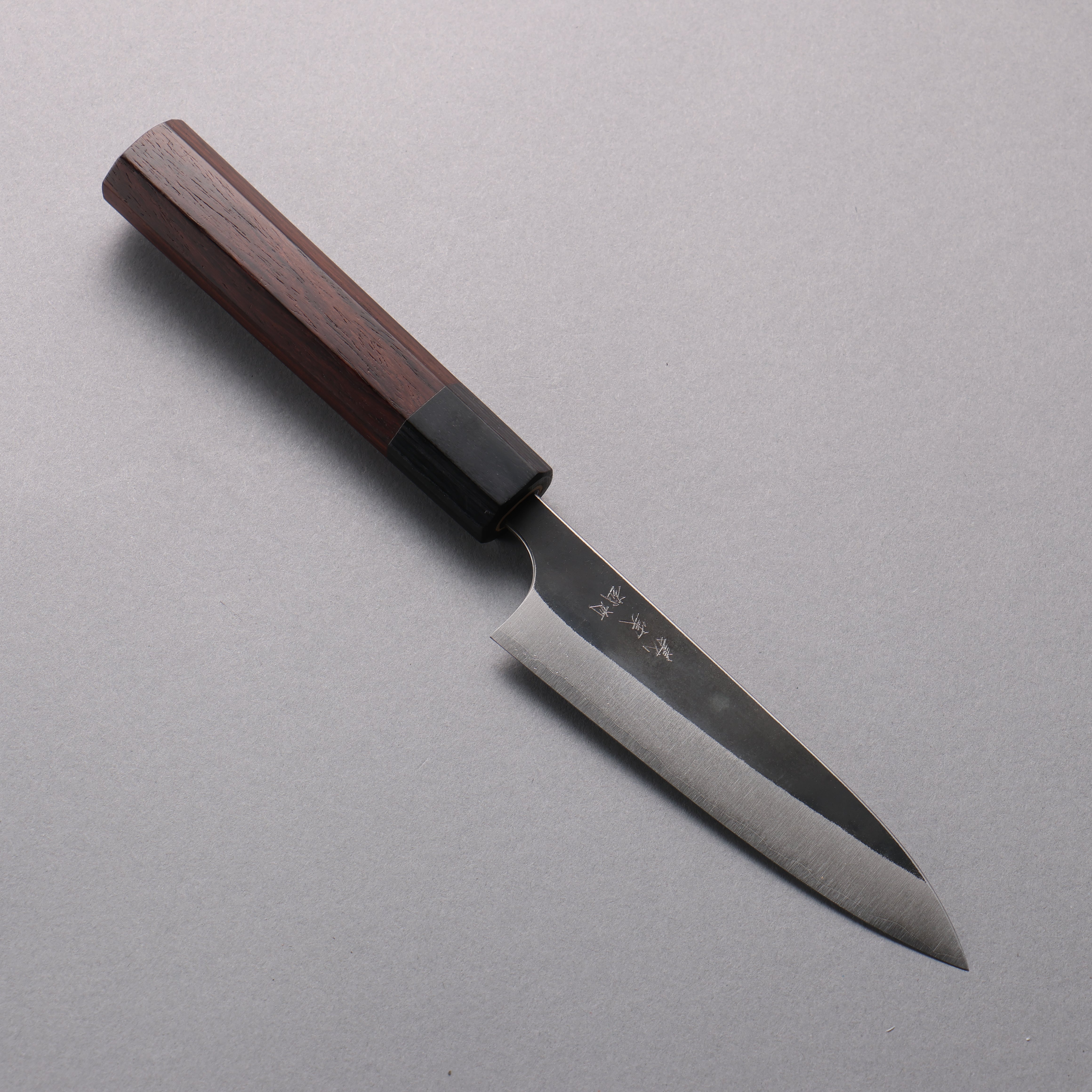 Yoshimi Kato Blue Super Black Finished Petty-Utility 120mm Rosewood (Ferrule: Black Pakka Wood) Handle - Seisuke Knife