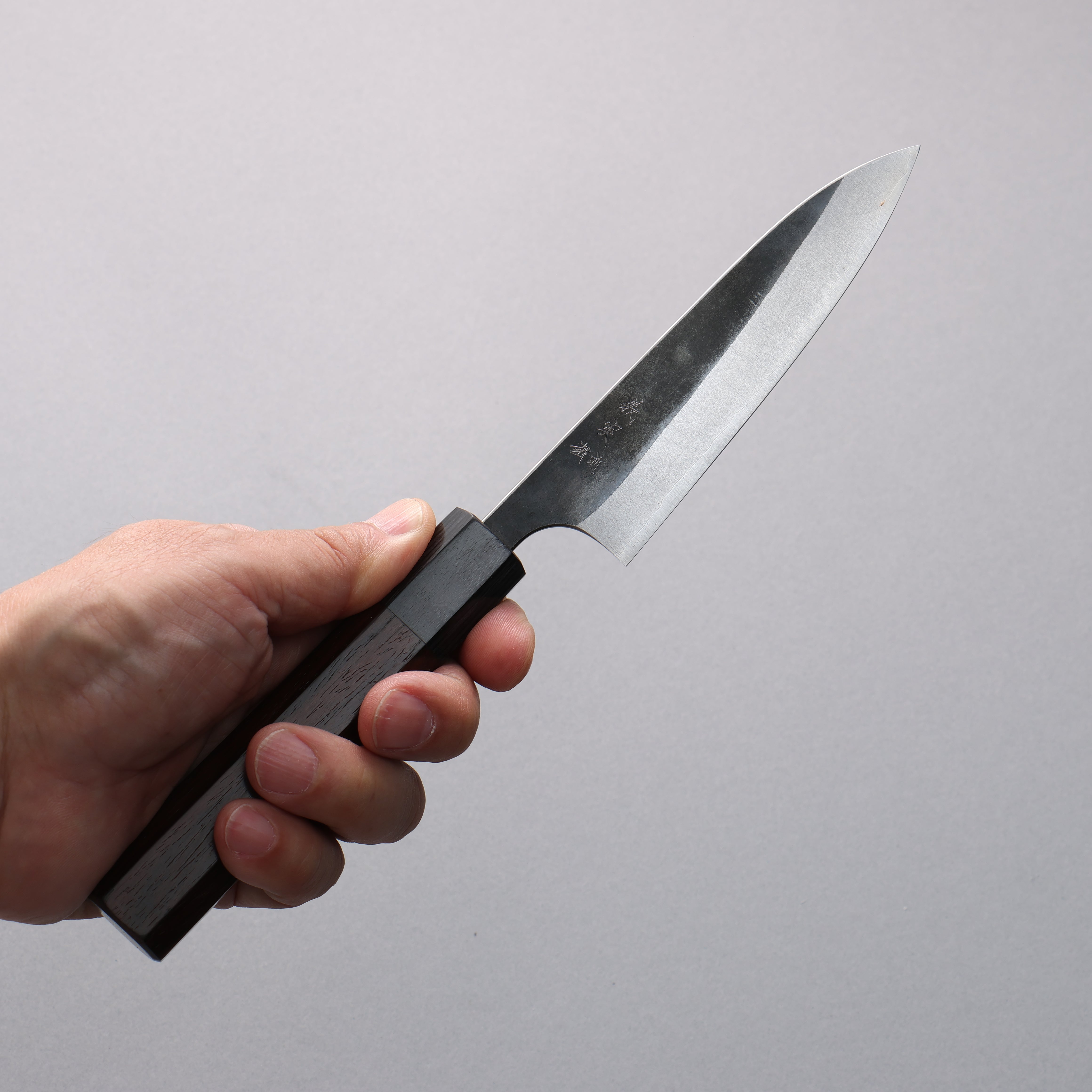 Yoshimi Kato Blue Super Black Finished Petty-Utility 120mm Rosewood (Ferrule: Black Pakka Wood) Handle - Seisuke Knife