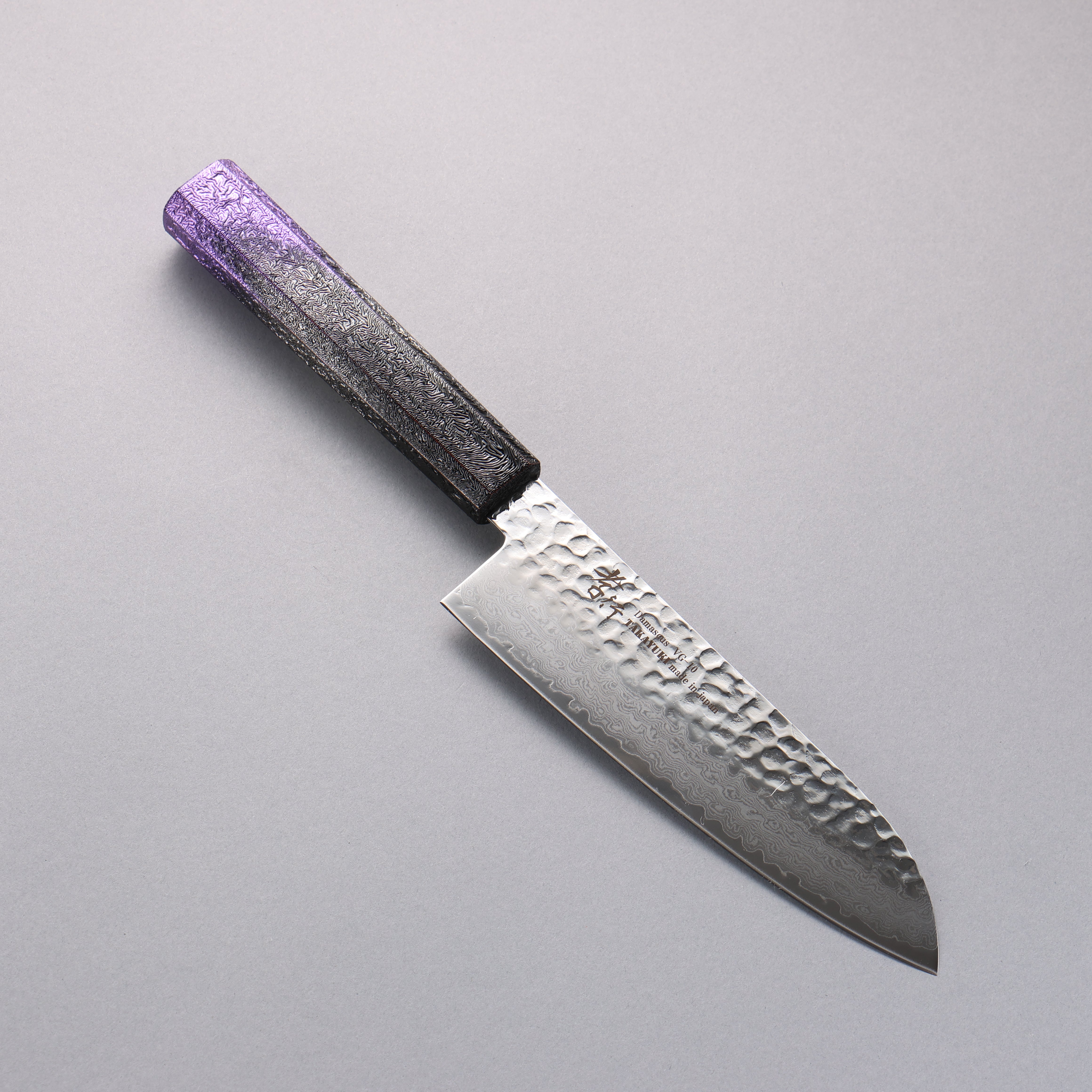 Sakai Takayuki Rinnou VG10 33 Layer Damascus Santoku170mm Purple LacqueredHandle - Seisuke Knife