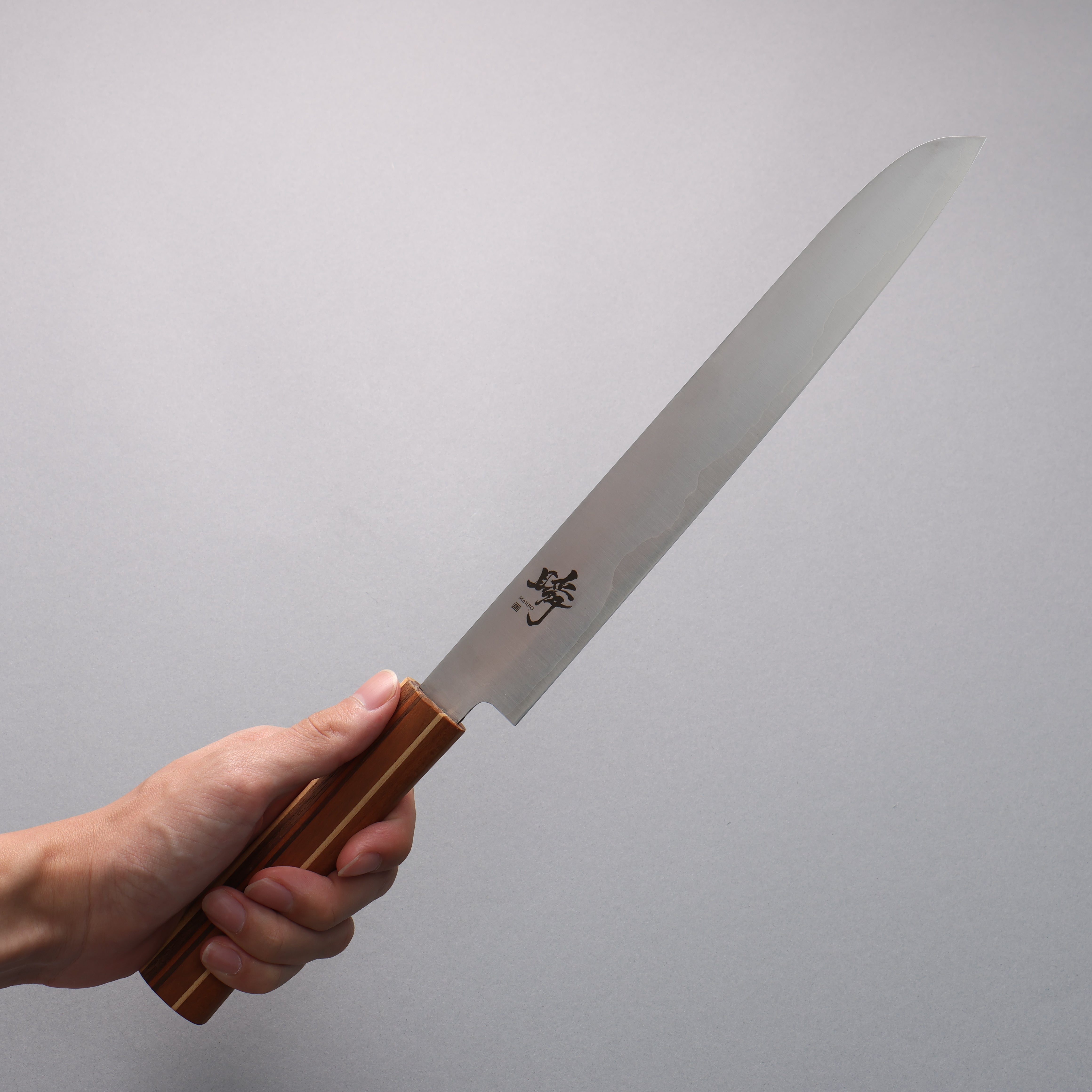 Shigeki Tanaka Majiro Silver Steel No.3 Bread Slicer 240mm Maple, Cherry, Walnut Handle - Seisuke Knife