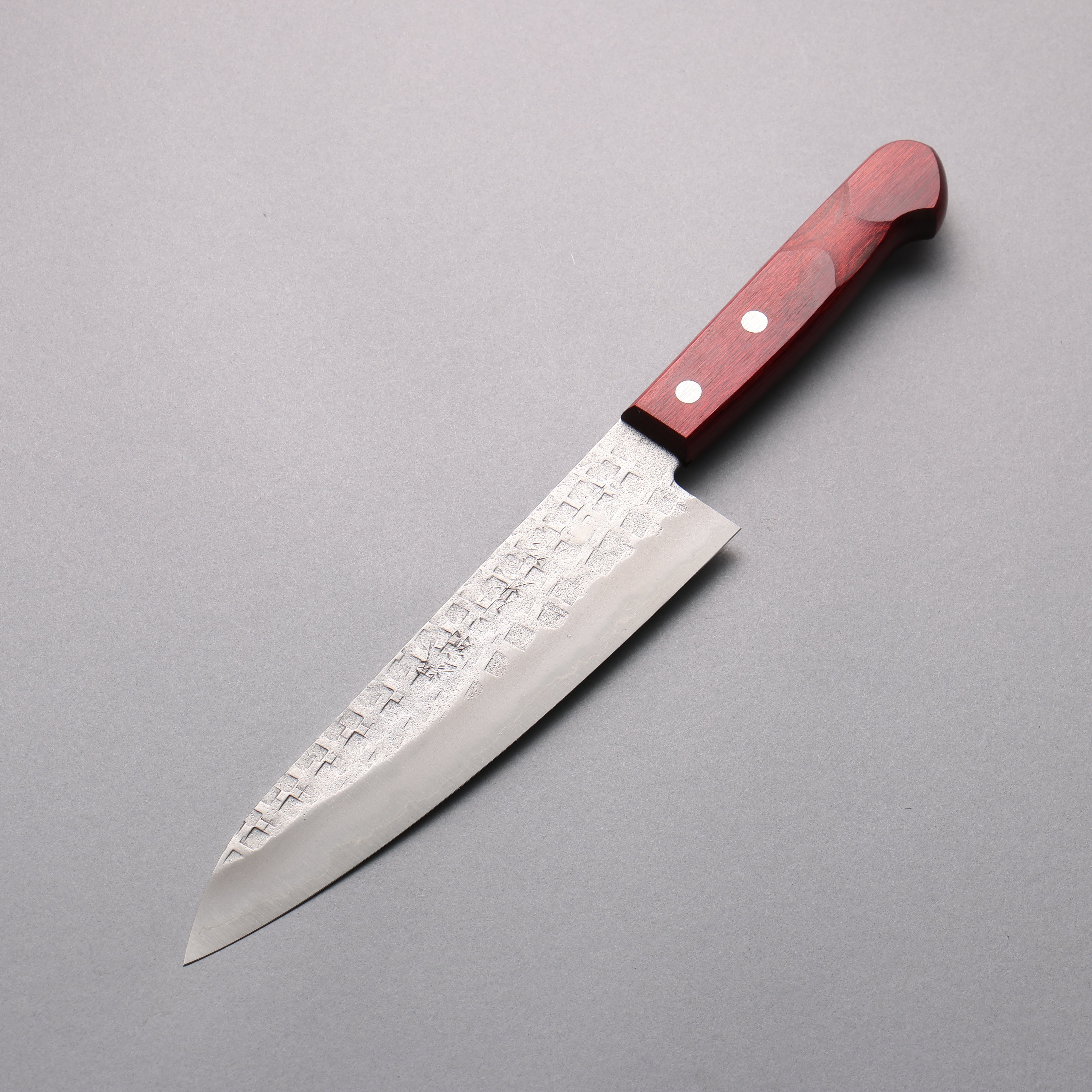 Nao Yamamoto Silver Steel No.3 Nashiji Square Hammered Gyuto 180mm Red Pakkawood Handle - Seisuke Knife
