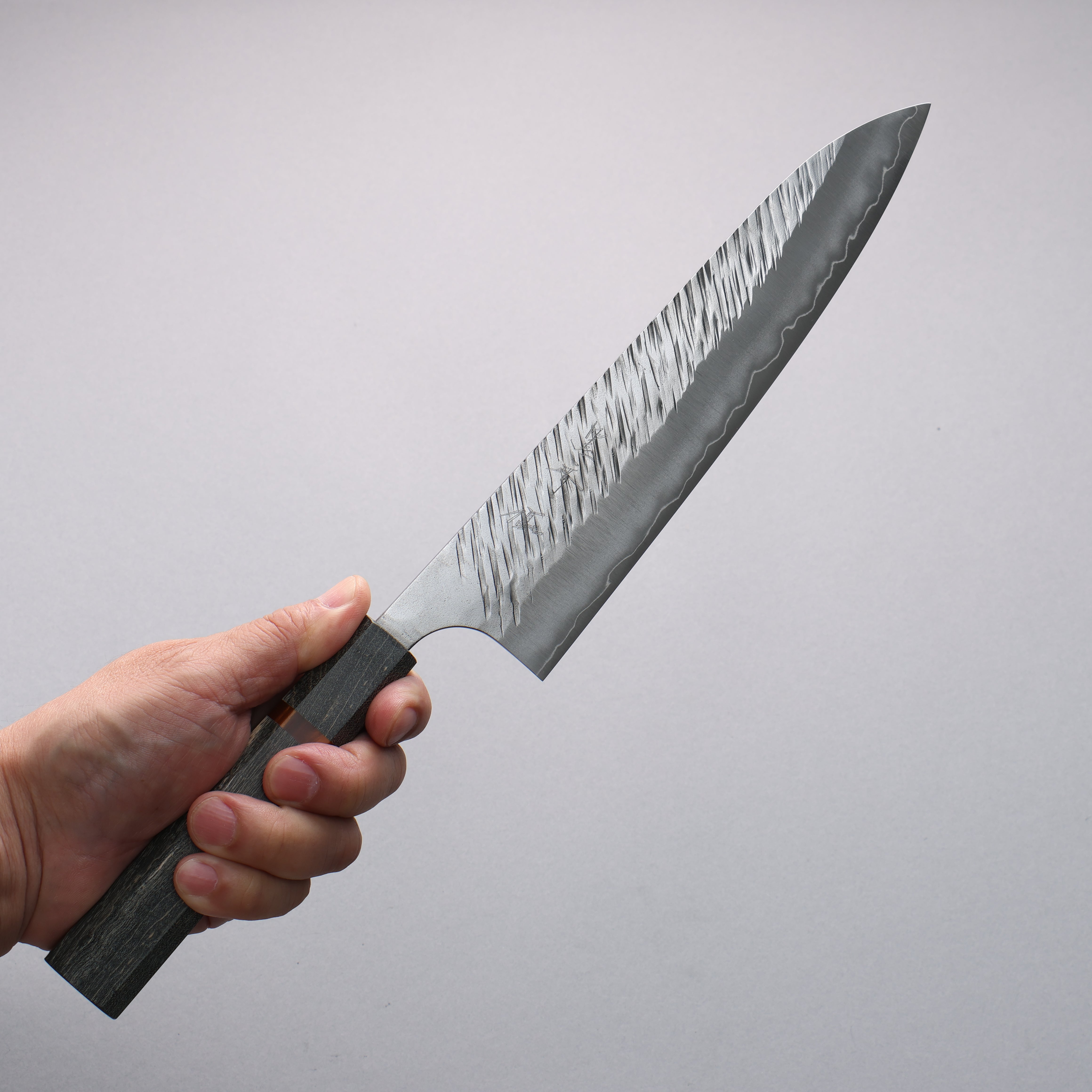 Yu Kurosaki Fujin SG2 Hammered Gyuto 210mm Stabilized Wood & Acrylic Ring Handle - Seisuke Knife