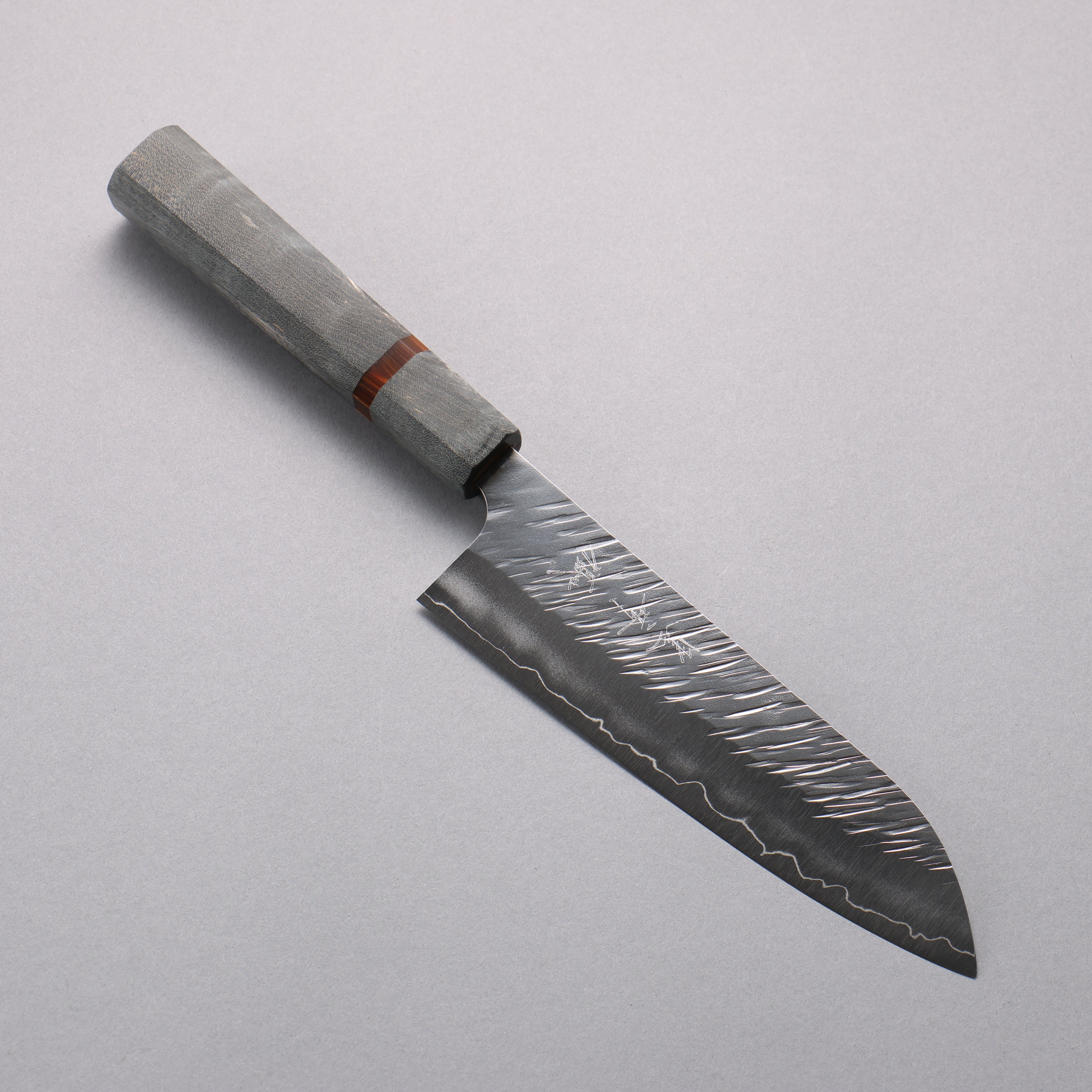 Yu Kurosaki Fujin SG2 Hammered Santoku 170mm Stabilized Wood & Acrylic Ring Handle - Seisuke Knife