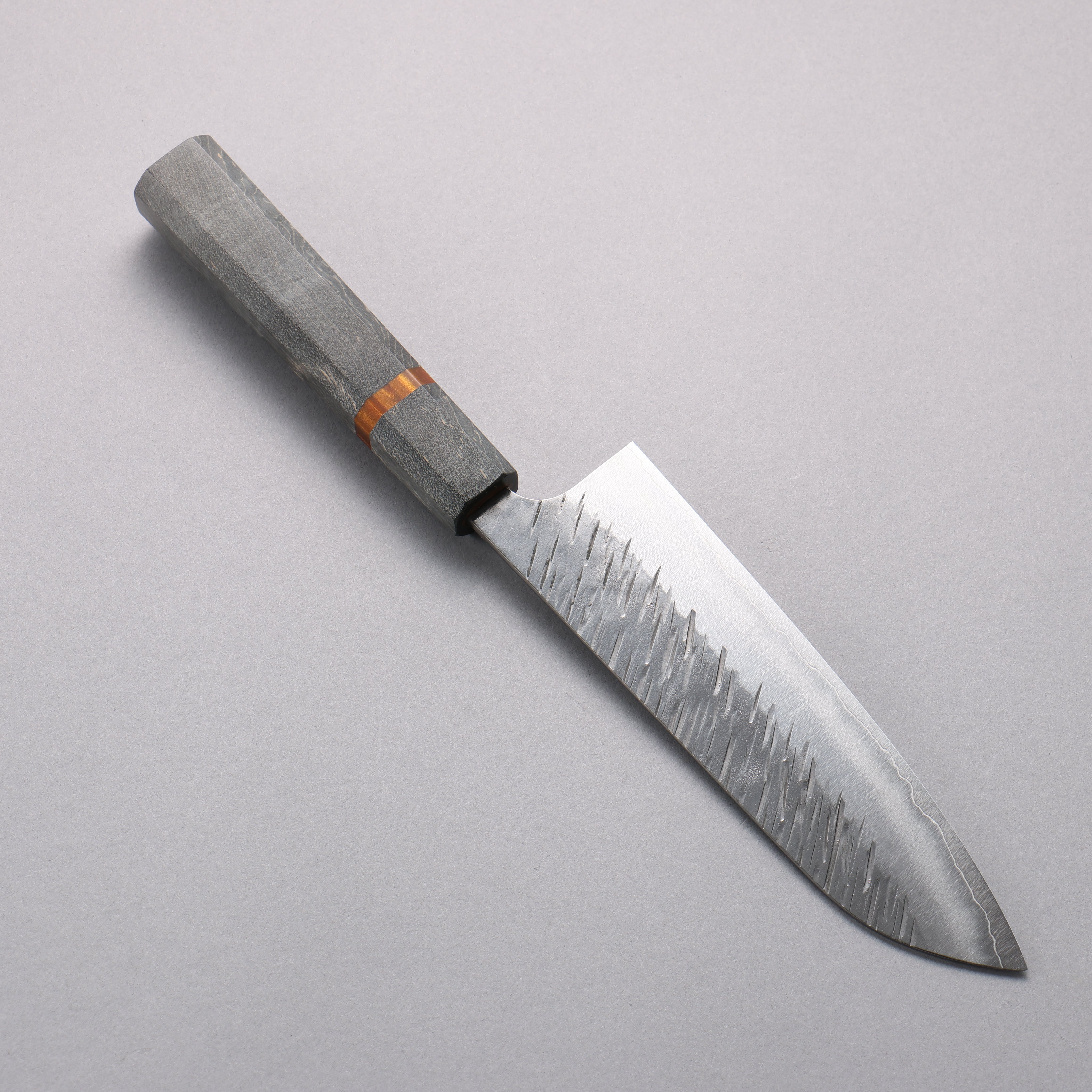 Yu Kurosaki Fujin SG2 Hammered Santoku 170mm Stabilized Wood & Acrylic Ring Handle - Seisuke Knife