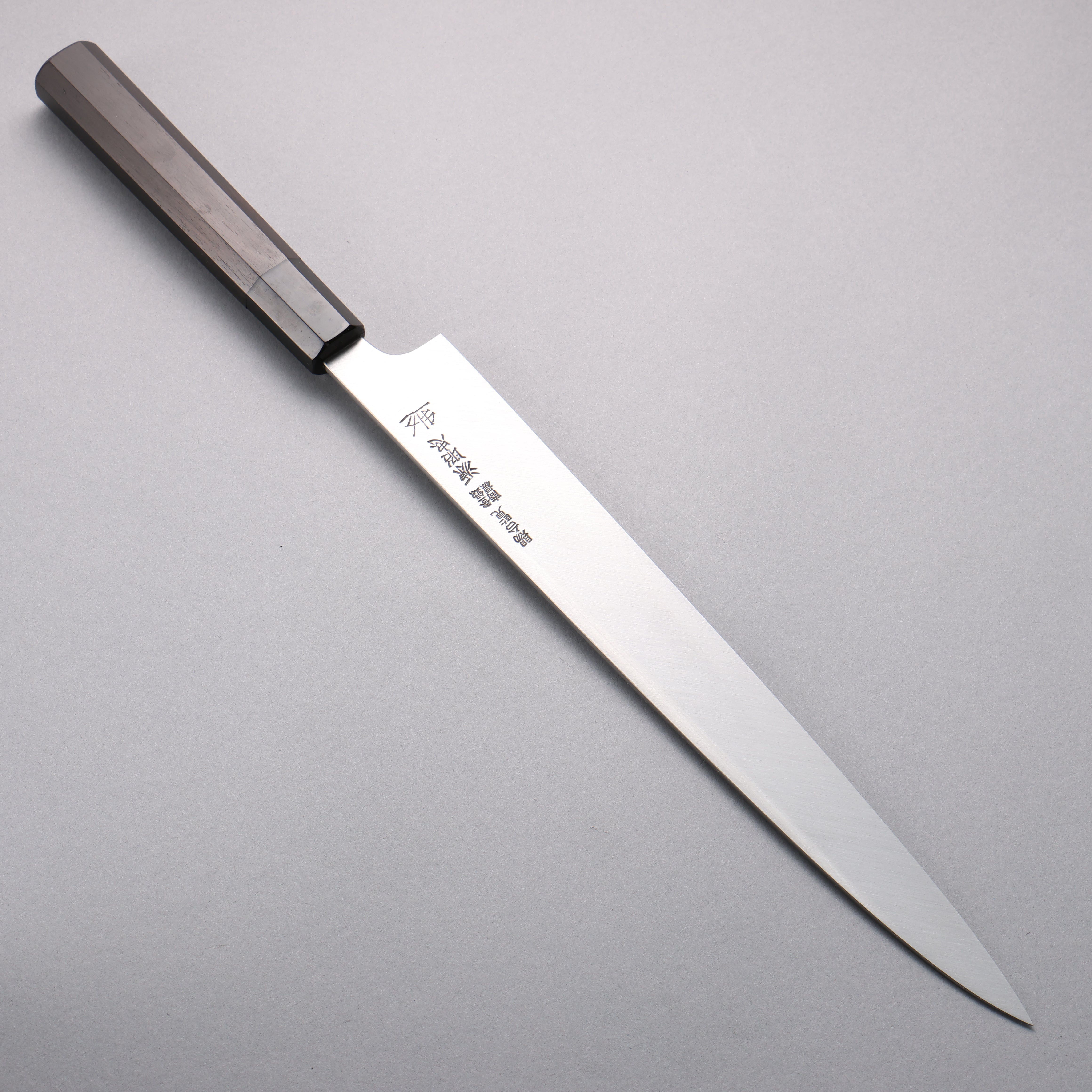 Minamoto Akitada Honyaki DX Blue Steel No.2 Kasumitogi Yanagiba 300mm Ebony Wood Handle - Seisuke Knife