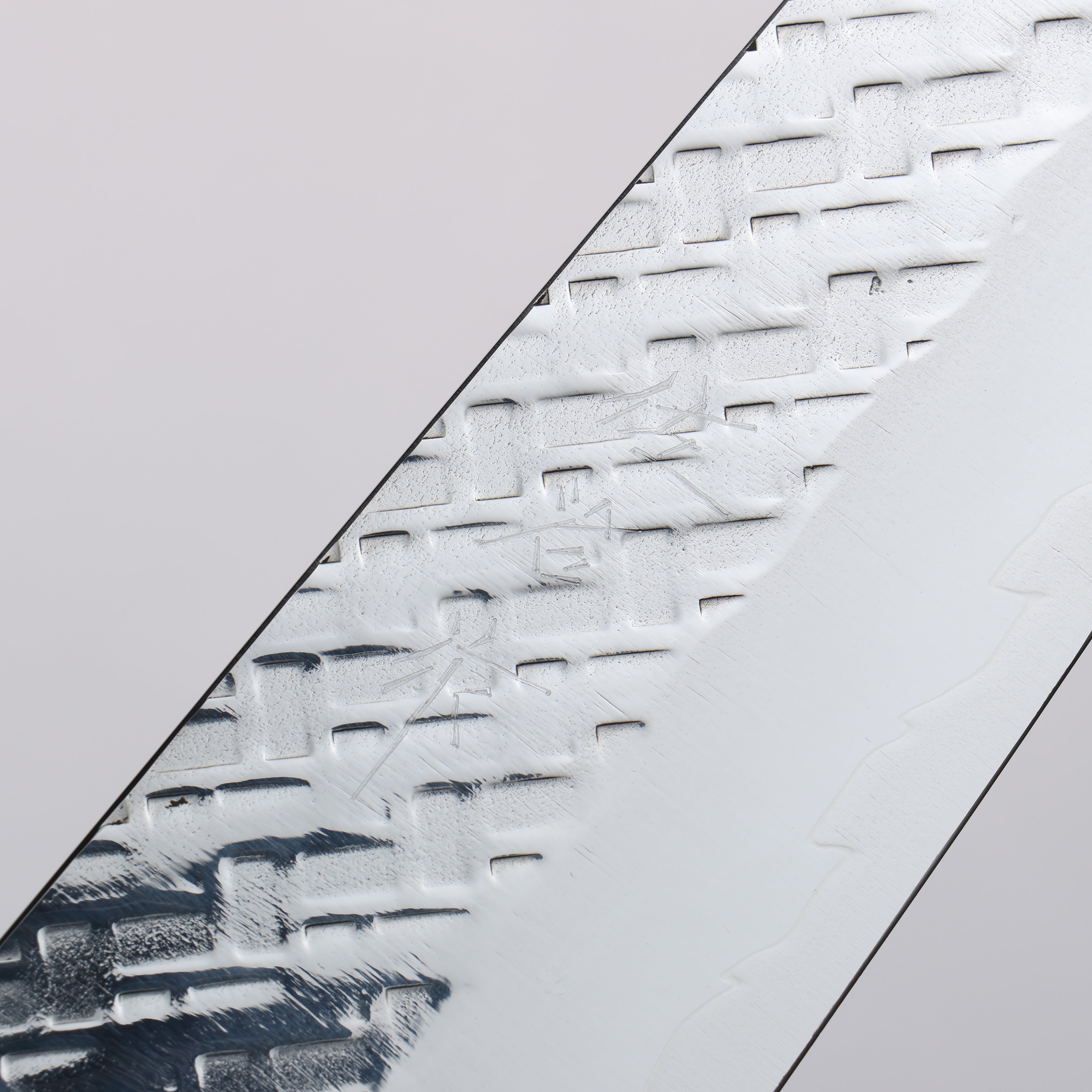 Takeshi Saji SPG STRIX Hammered Migaki Finished Gyuto 210mm White and Black Marble Acrylic Handle - Seisuke Knife