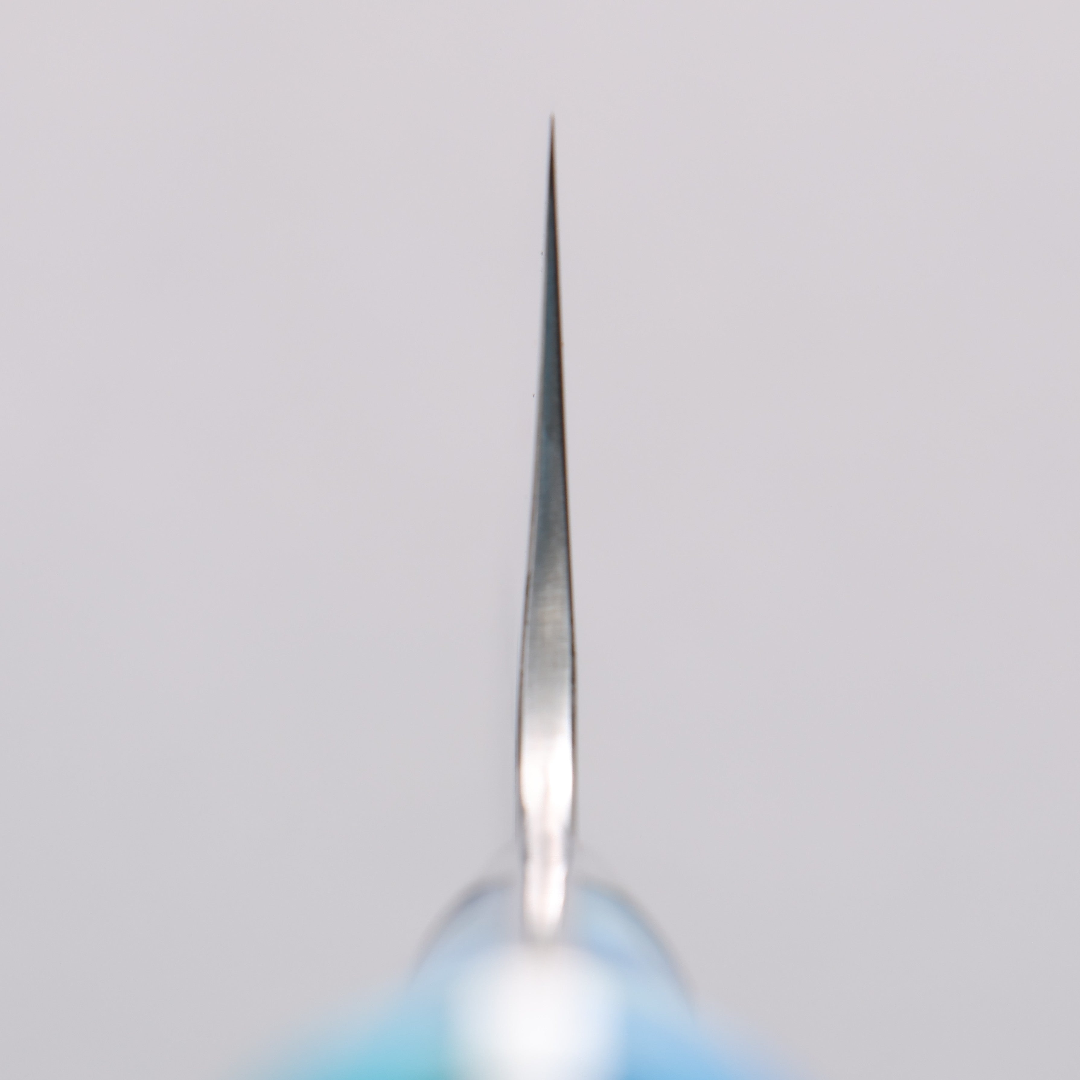 Takeshi Saji SPG STRIX Hammered Migaki Finished Santoku 180mm Blue and White Acrylic Handle - Seisuke Knife