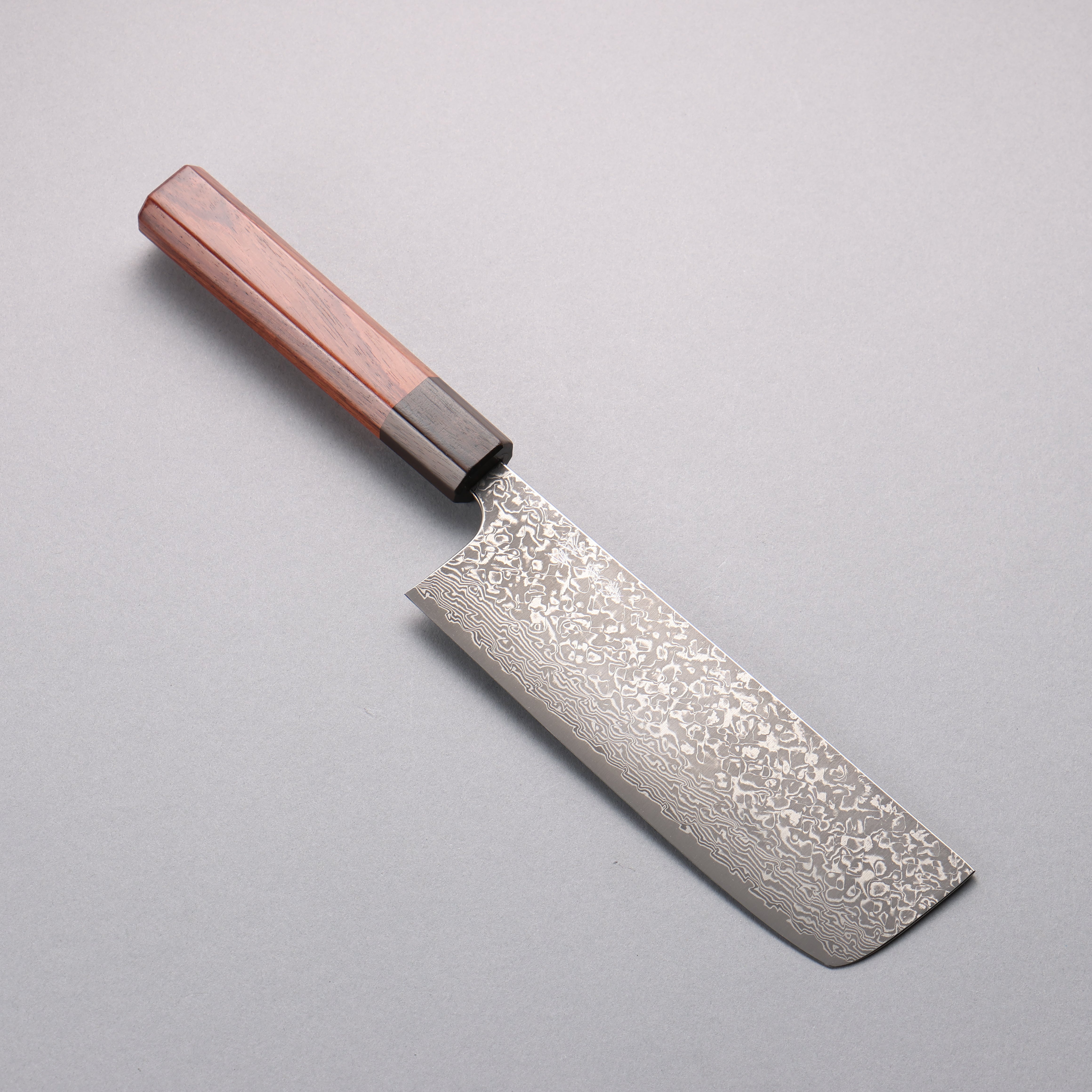 Yoshimi Kato VG10 Black Damascus Nakiri 165mm Rosewood (Ferrule: Ebony) Handle - Seisuke Knife