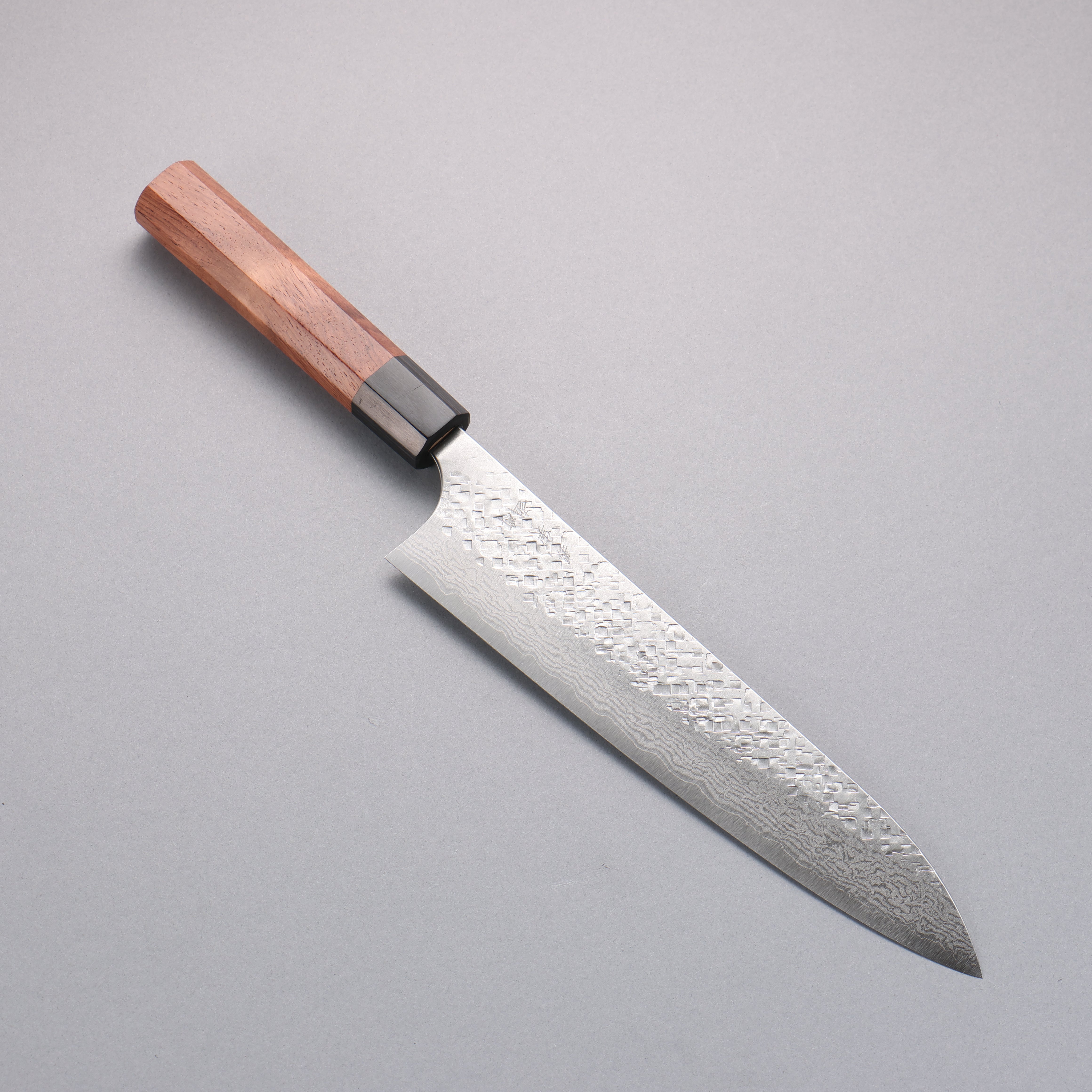 Yoshimi Kato VG10 Damascus Hammered(square) Gyuto 210mm Honduras (ferrule: Black Pakka wood) Handle - Seisuke Knife