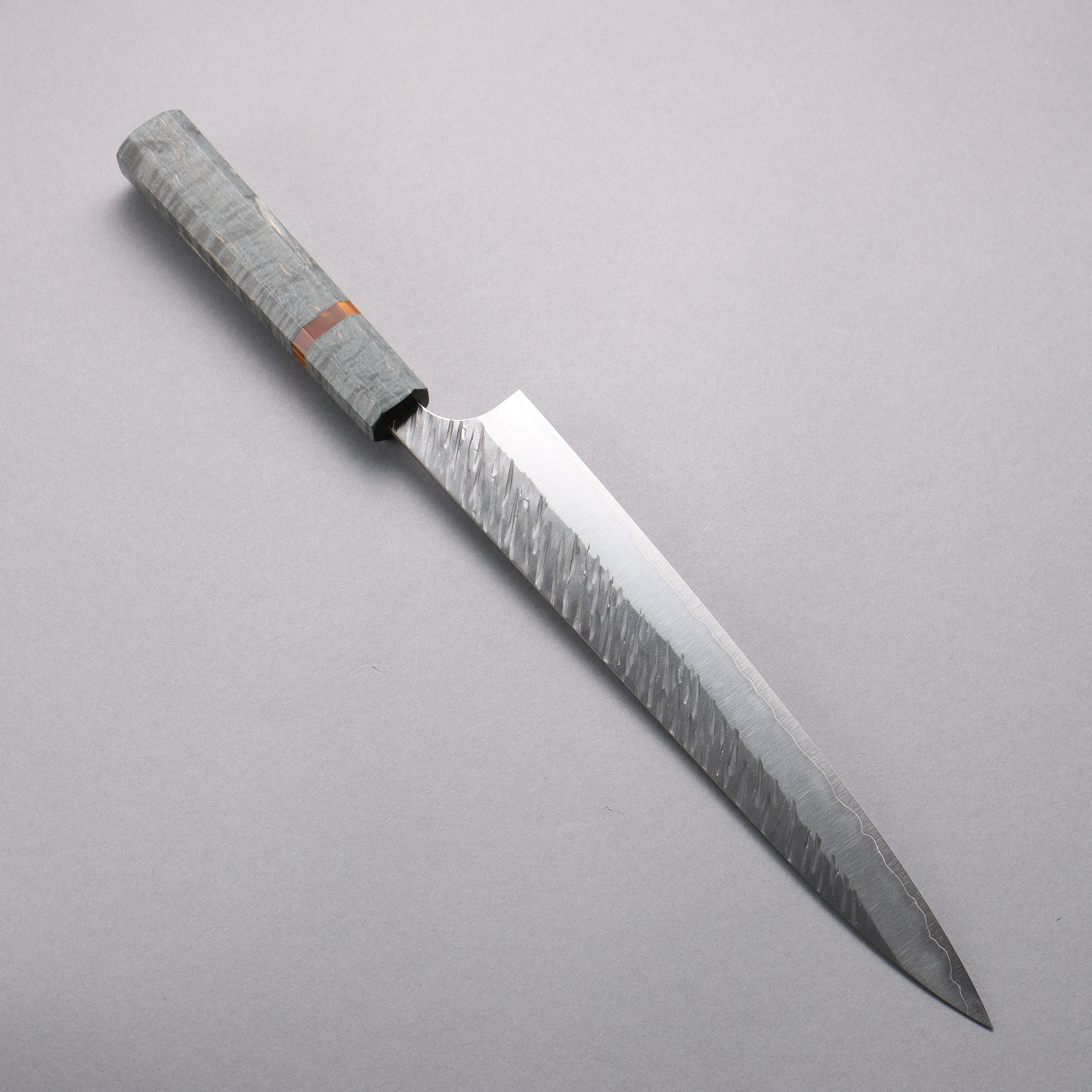 Yu Kurosaki Fujin SG2 Hammered Sujihiki 240mm Stabilized wood (With Acrylic Ring) Handle - Seisuke Knife