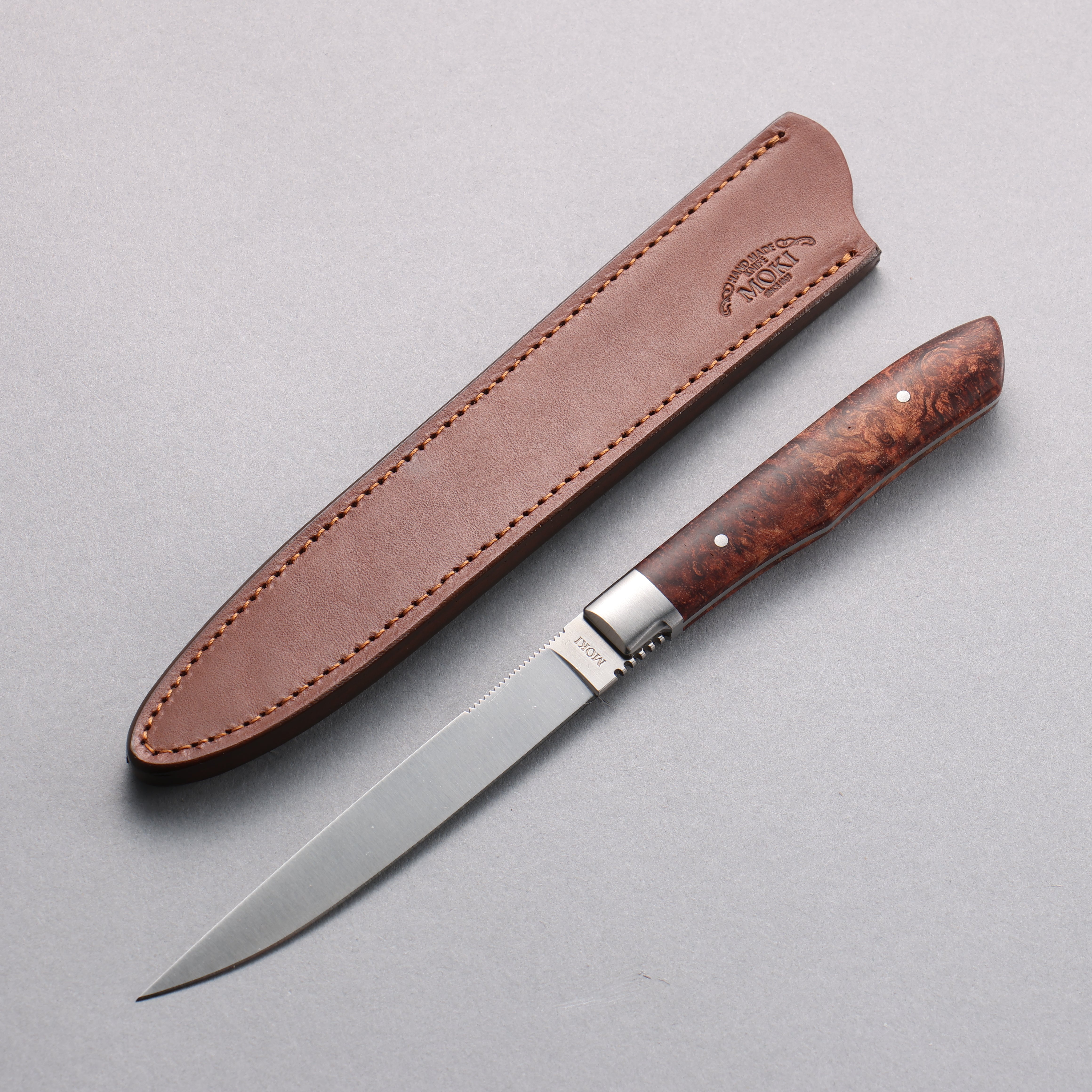 Moki Knife AUS8 Steak 75mm Chinese Quince Handle with Sheath - Seisuke Knife