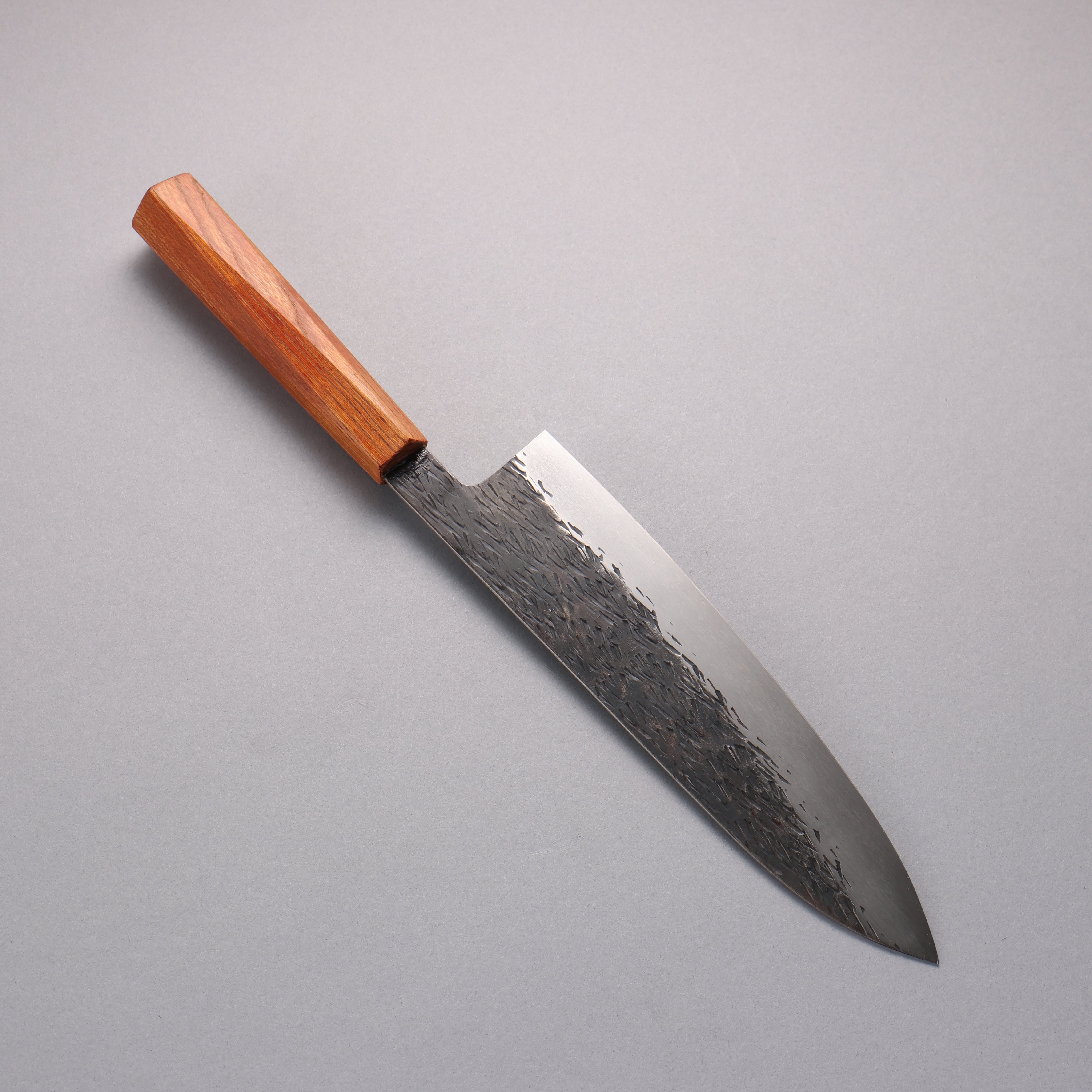 Isamitsu Abe White Steel No.1 Hammered Gyuto 210mm Pentagonal Oak Handle - Seisuke Knife