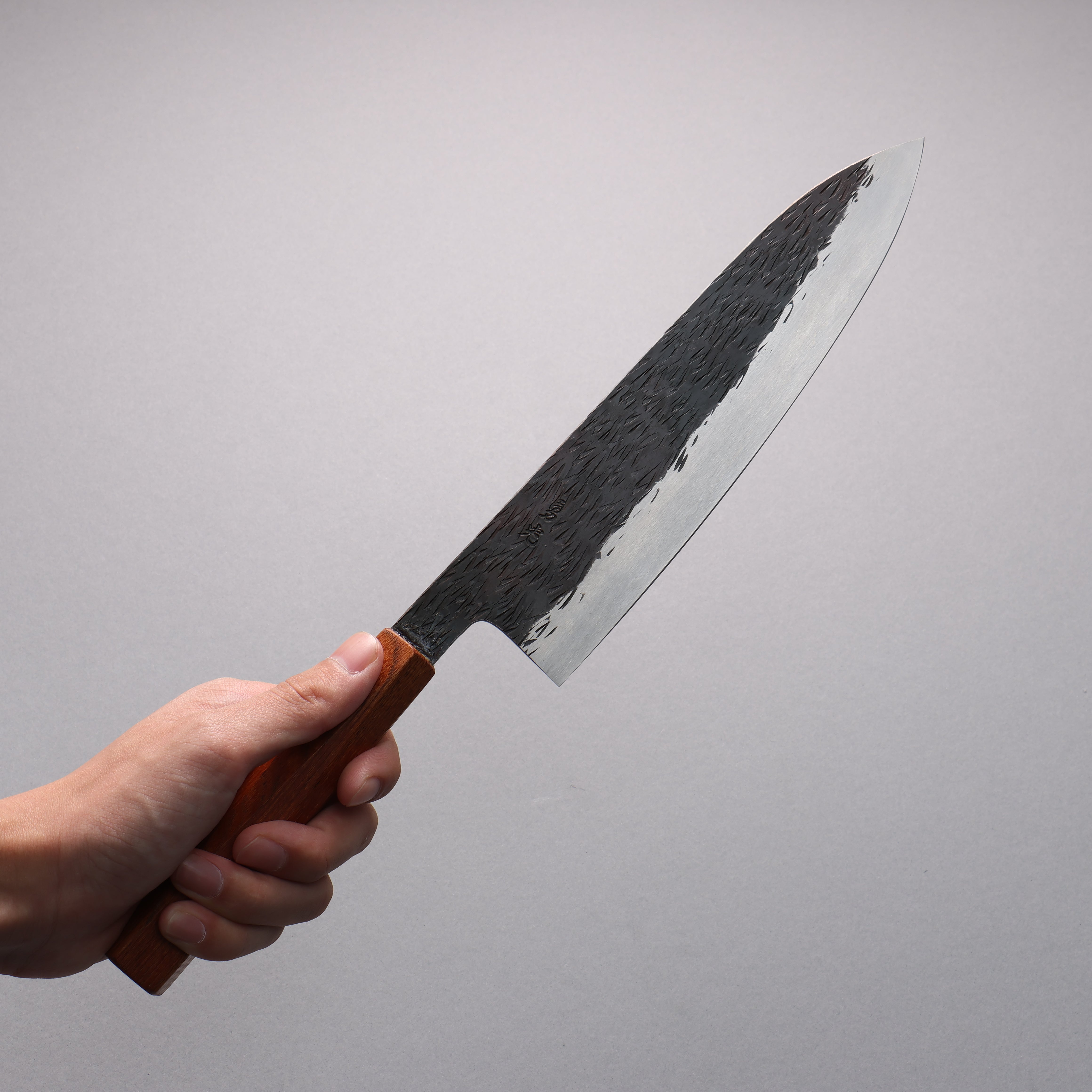 Isamitsu Abe White Steel No.1 Hammered Gyuto 210mm Pentagonal Oak Handle - Seisuke Knife
