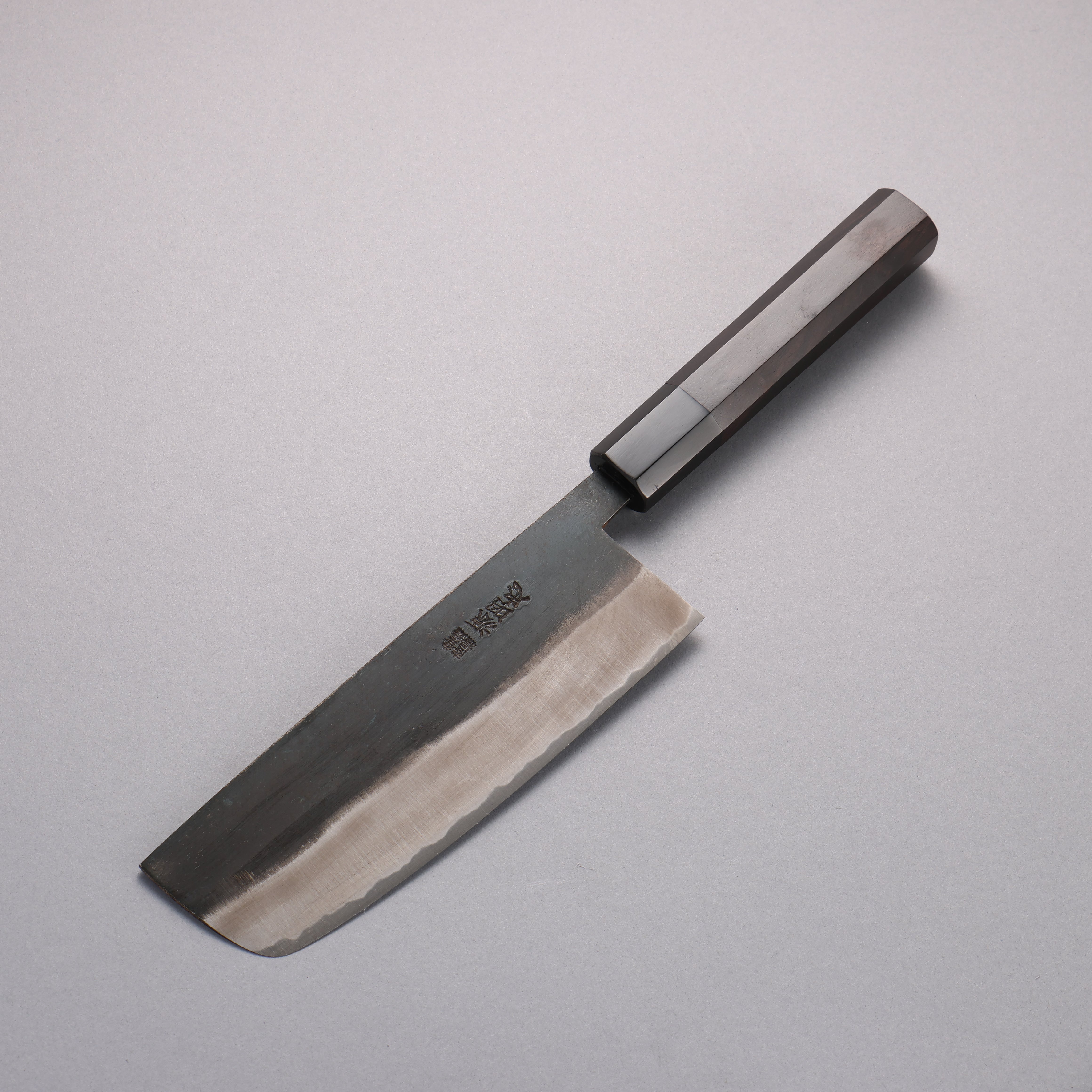 Minamoto Akitada White Steel No.2 Black Finished Nakiri 165mm Ebony Wood Handle - Seisuke Knife