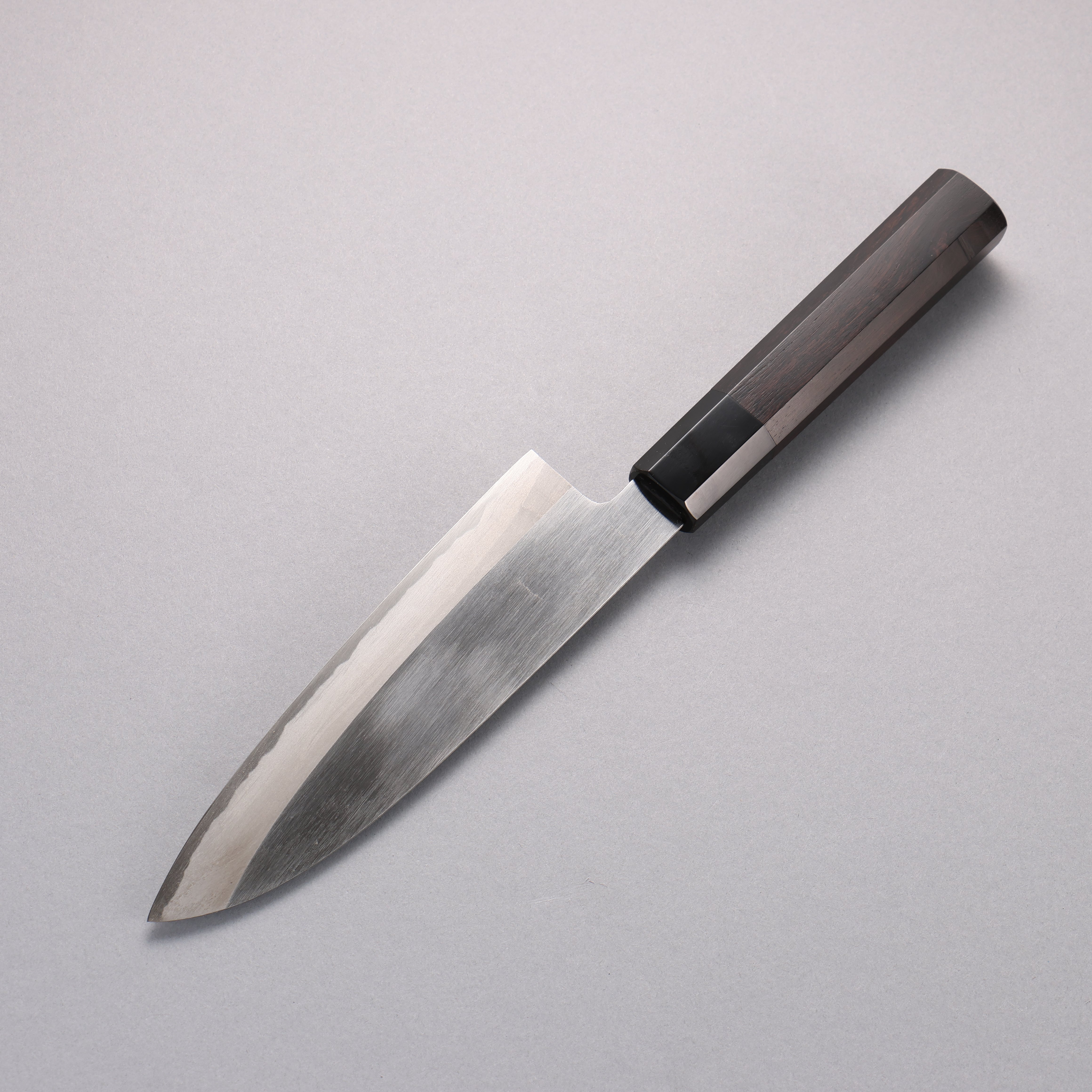 Minamoto Akitada White Steel No.2 Kasumitogi Santoku 180mm Ebony Wood Handle - Seisuke Knife