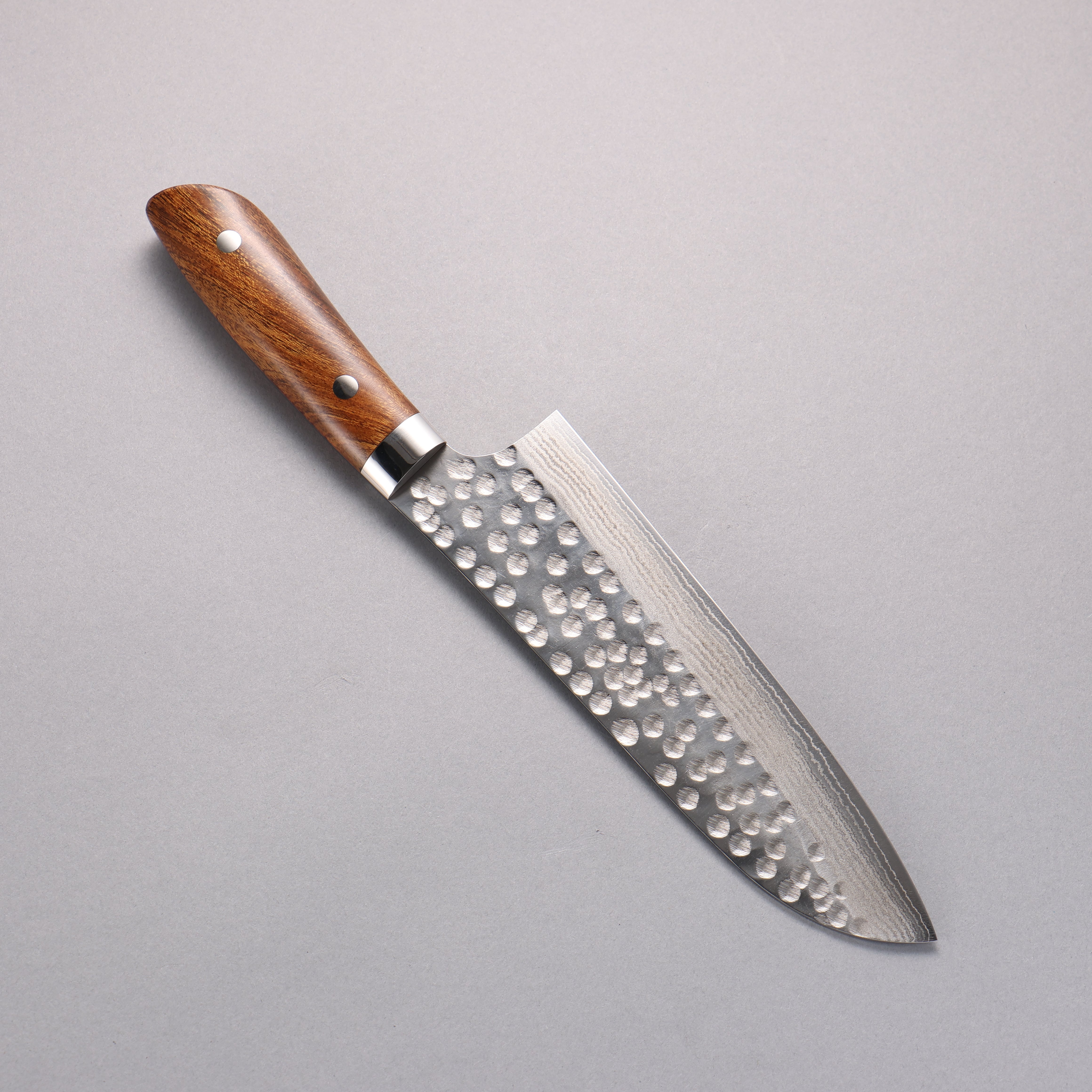 Takeshi Saji SRS13 Damascus Hammered(Maru) Santoku 180mm Ironwood Handle - Seisuke Knife