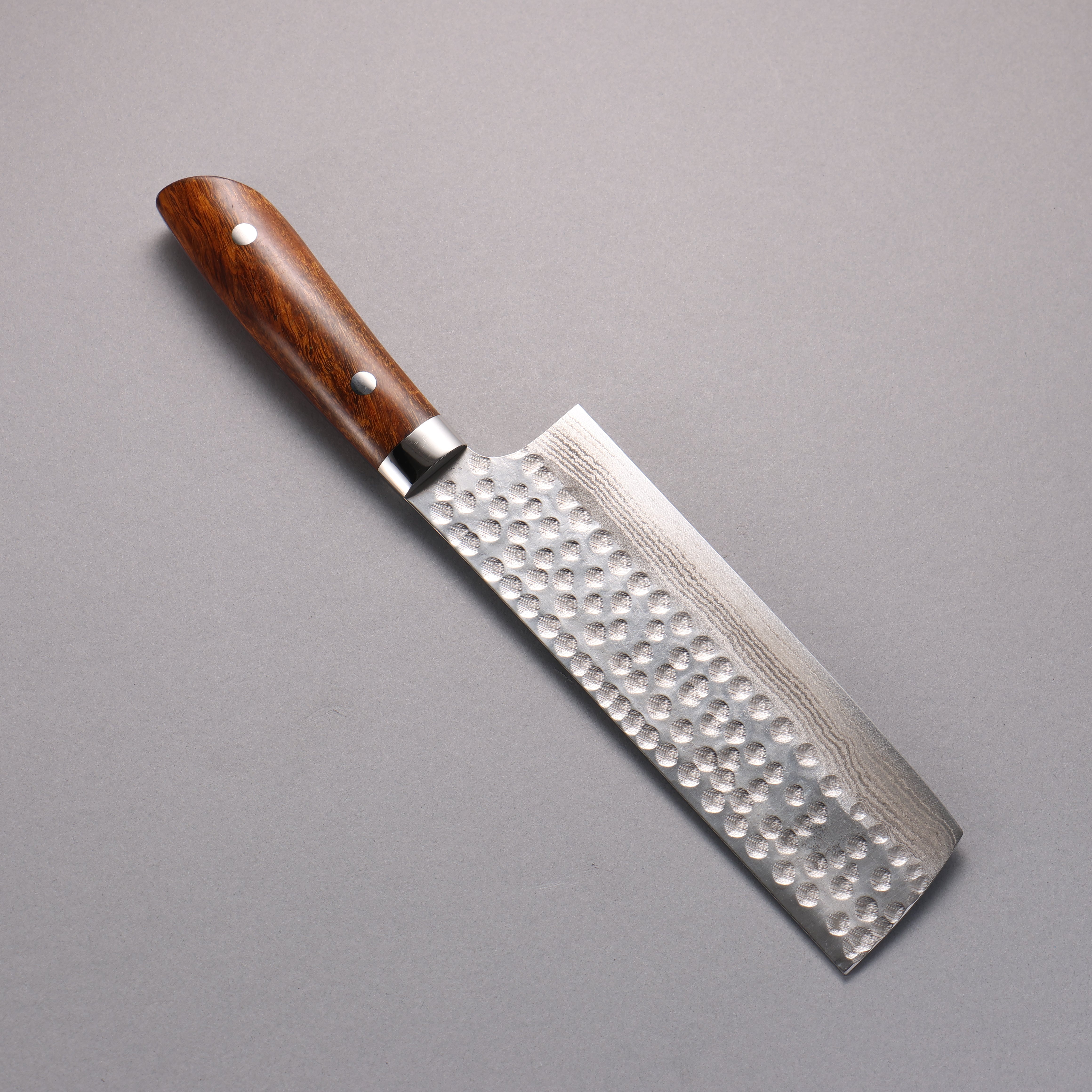 Takeshi Saji SRS13 Damascus Hammered(Maru) Nakiri 165mm Ironwood Handle - Seisuke Knife