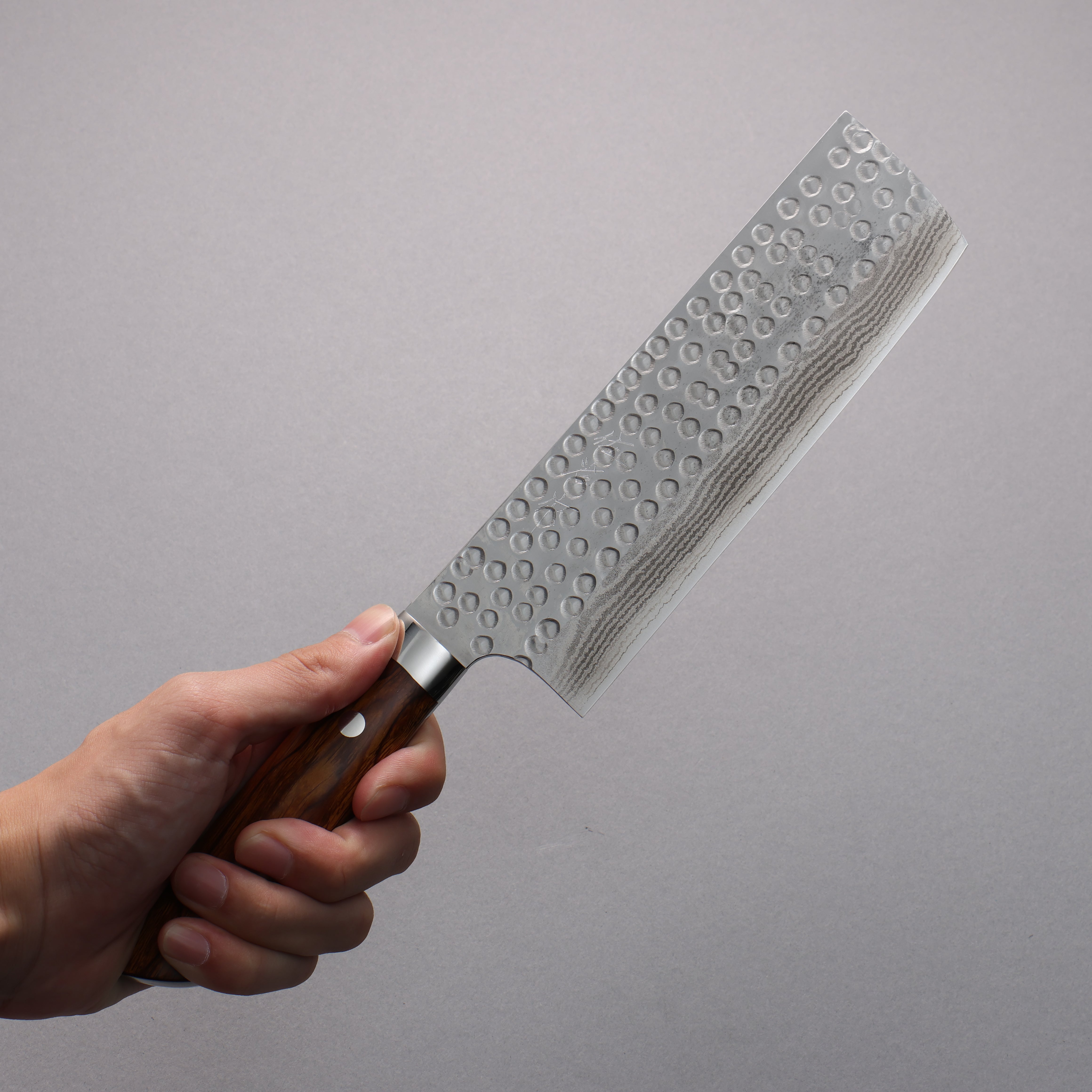 Takeshi Saji SRS13 Damascus Hammered(Maru) Nakiri 165mm Ironwood Handle - Seisuke Knife