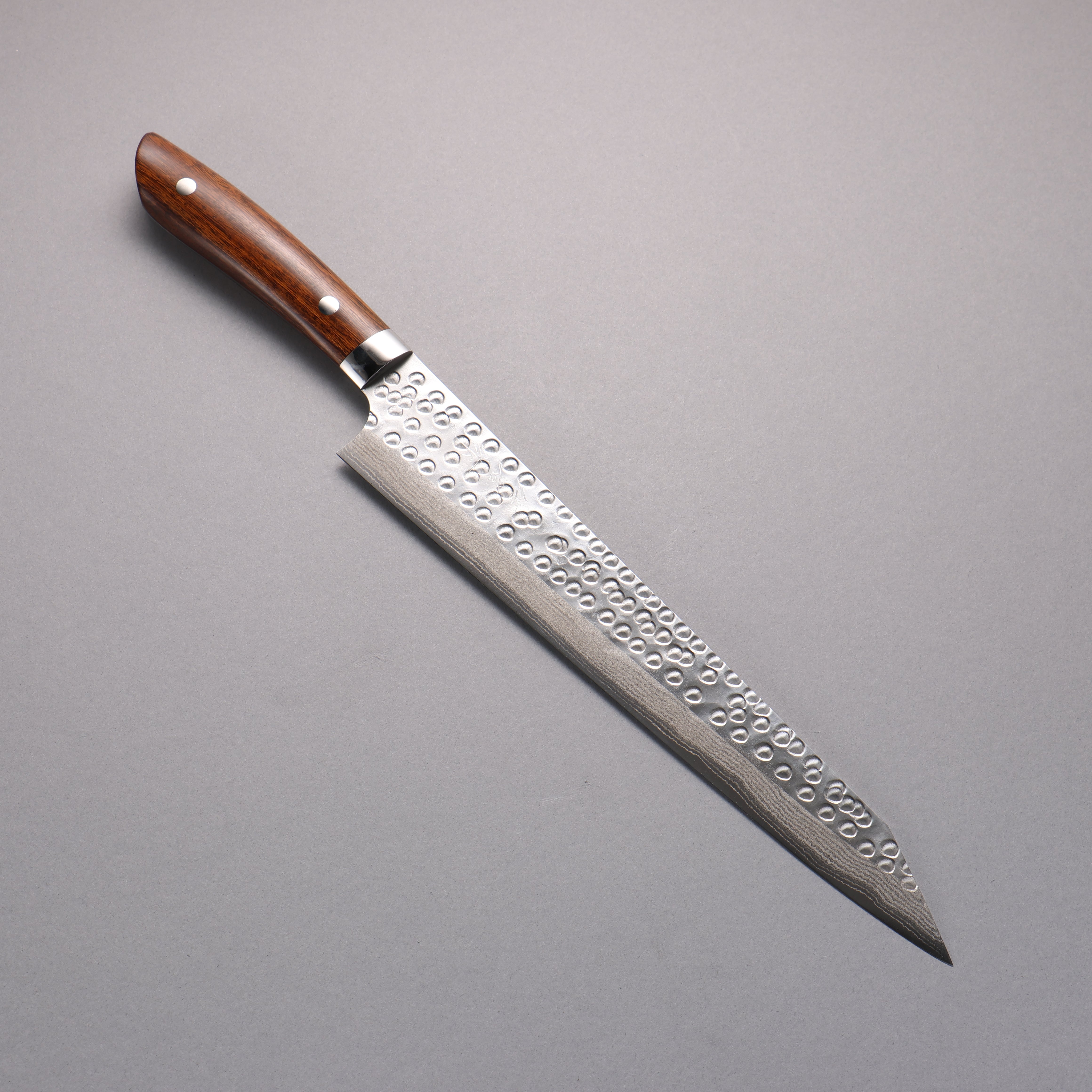 Takeshi Saji SRS13 Damascus Hammered(Maru) Kiritsuke Sujihiki 270mm Ironwood Handle - Seisuke Knife