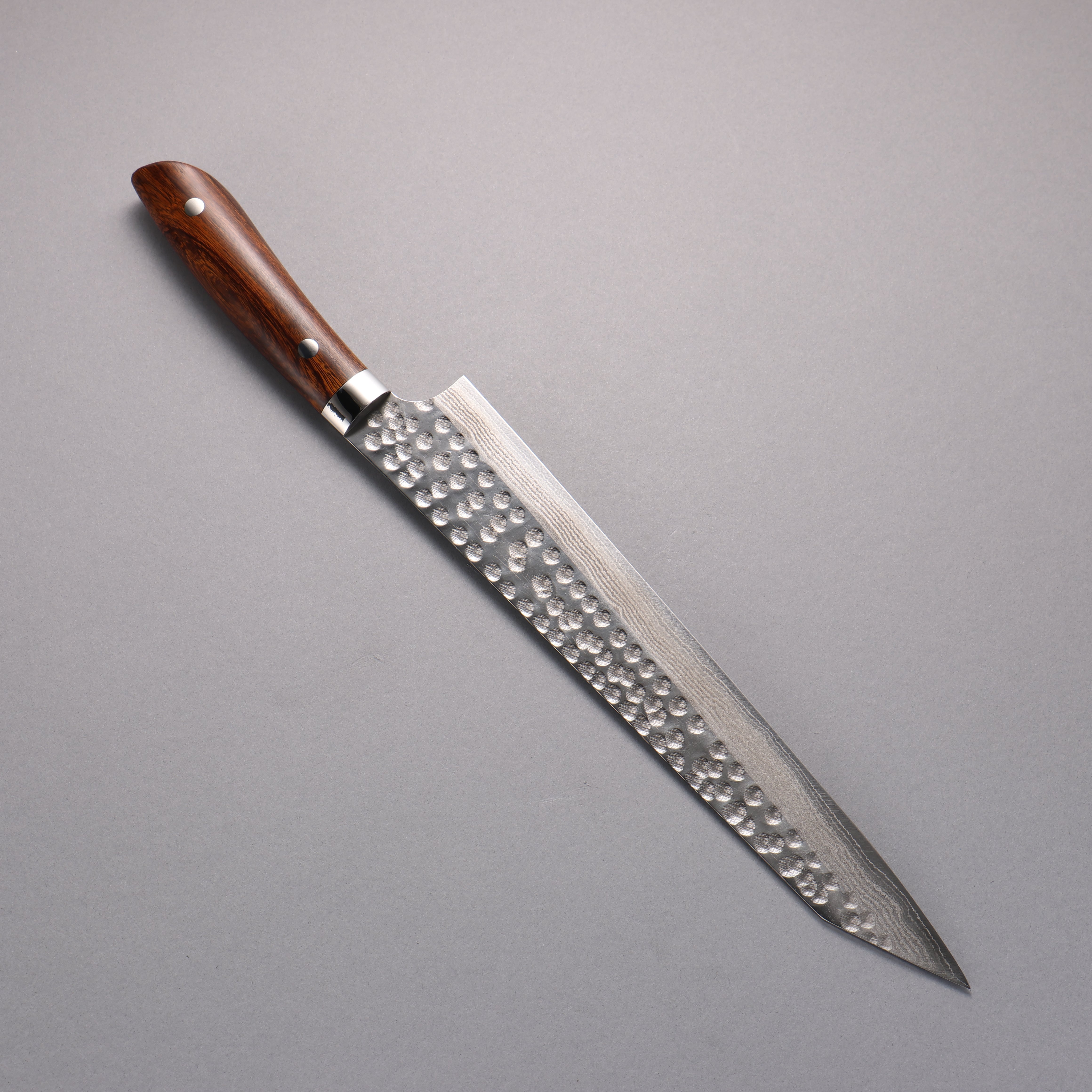 Takeshi Saji SRS13 Damascus Hammered(Maru) Kiritsuke Sujihiki 270mm Ironwood Handle - Seisuke Knife