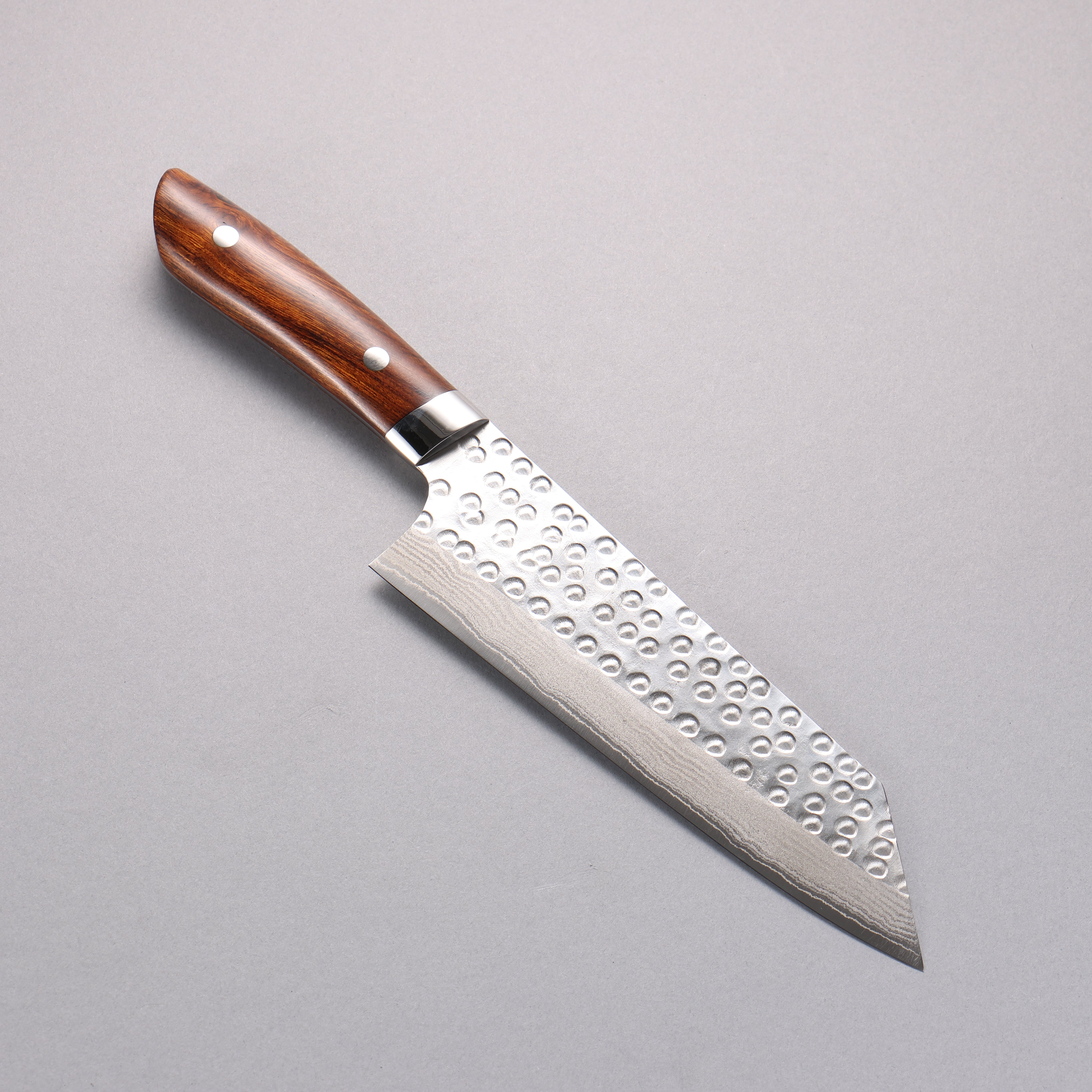 Takeshi Saji SRS13 Damascus Hammered(Maru) Bunka 180mm Ironwood Handle - Seisuke Knife