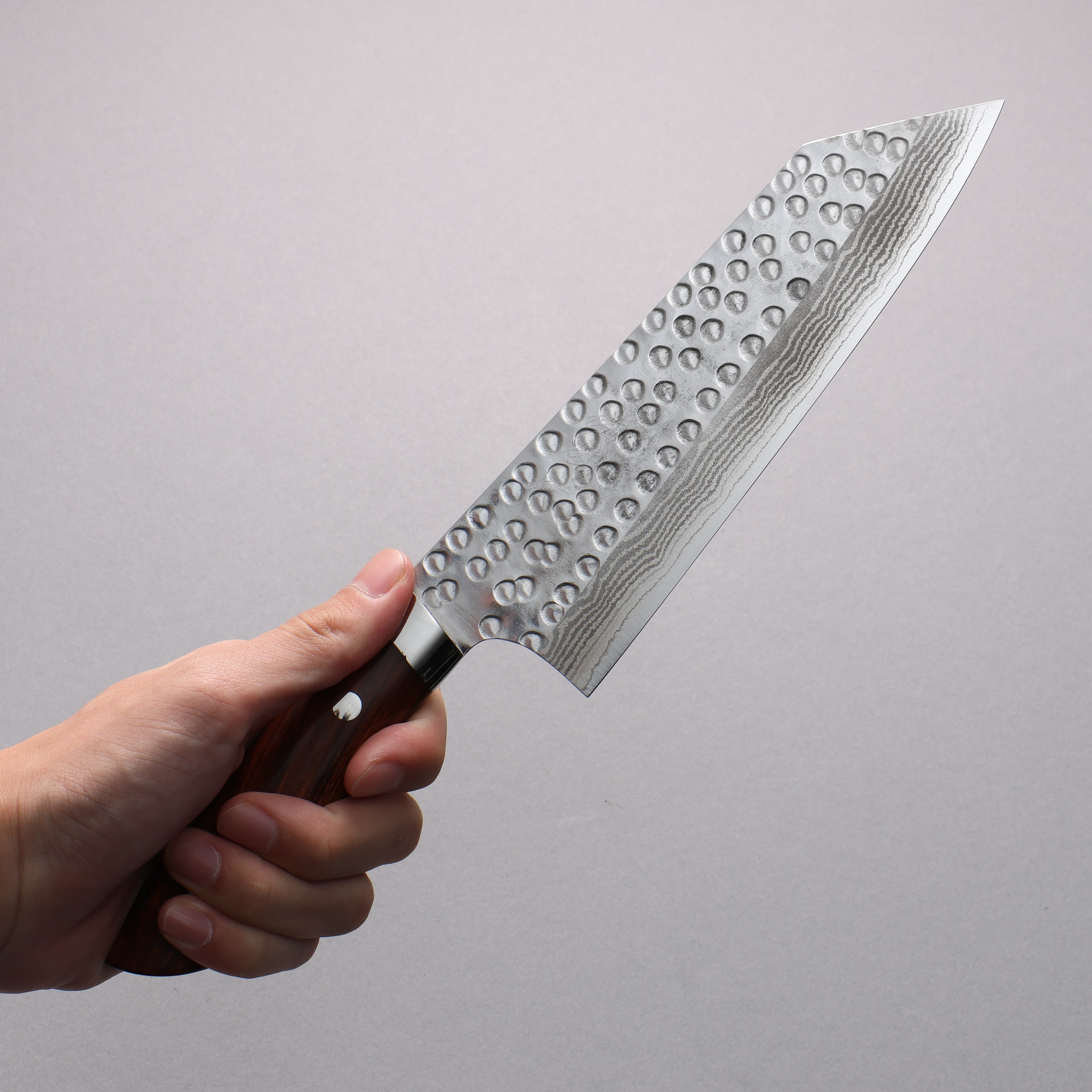 Takeshi Saji SRS13 Damascus Hammered(Maru) Bunka 180mm Ironwood Handle - Seisuke Knife