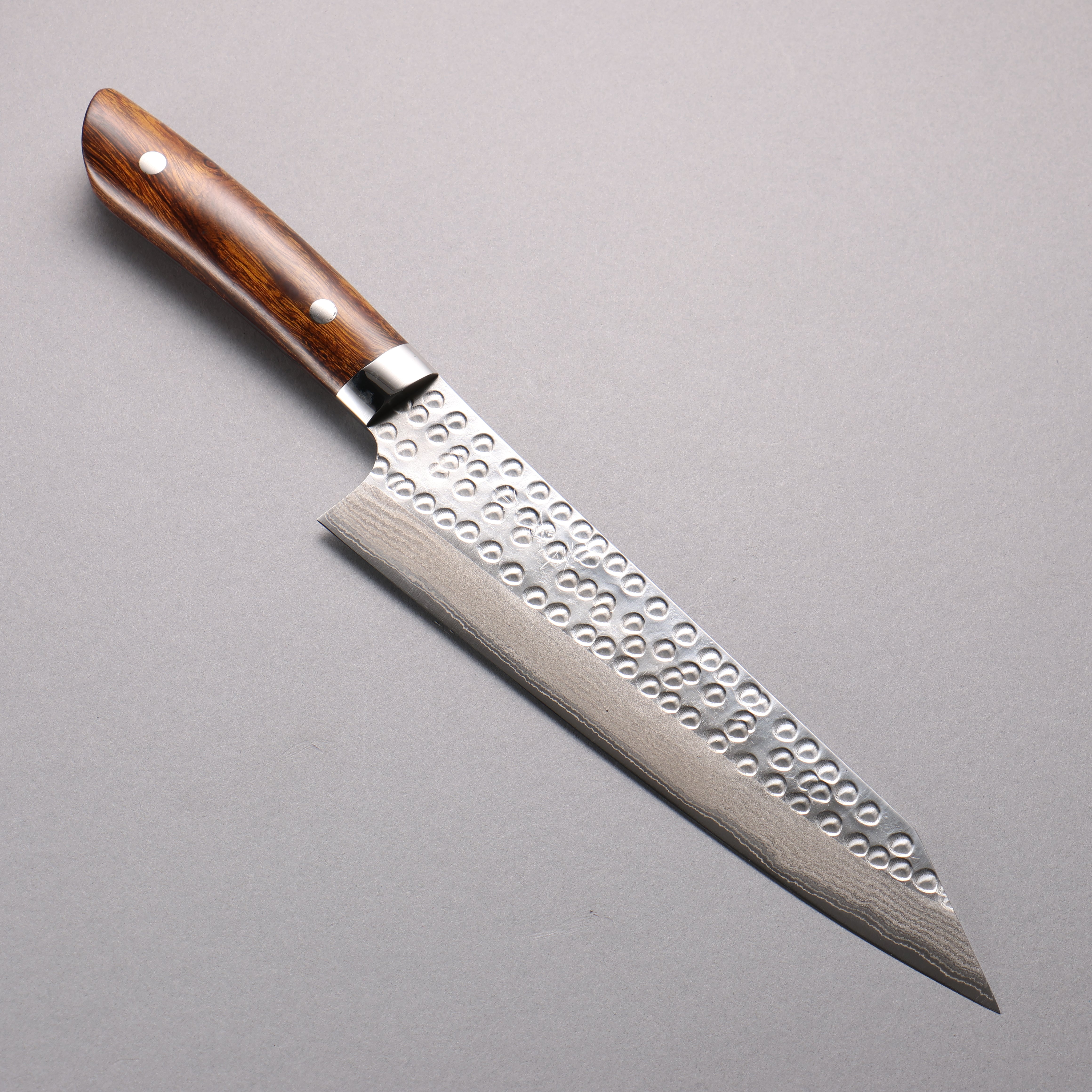 Takeshi Saji SRS13 Damascus Hammered(Maru) Kiritsuke Gyuto 210mm Ironwood Handle - Seisuke Knife