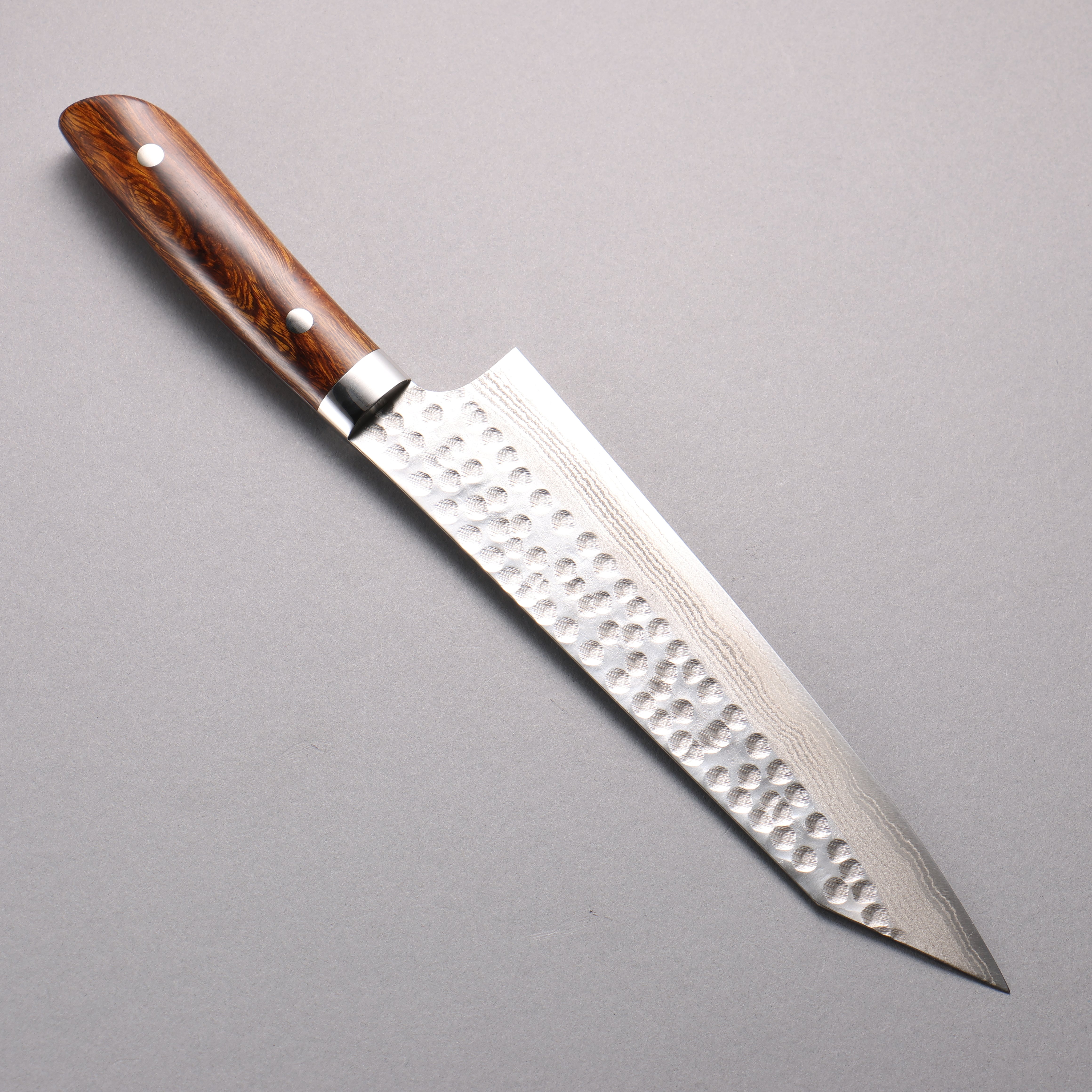 Takeshi Saji SRS13 Damascus Hammered(Maru) Kiritsuke Gyuto 210mm Ironwood Handle - Seisuke Knife