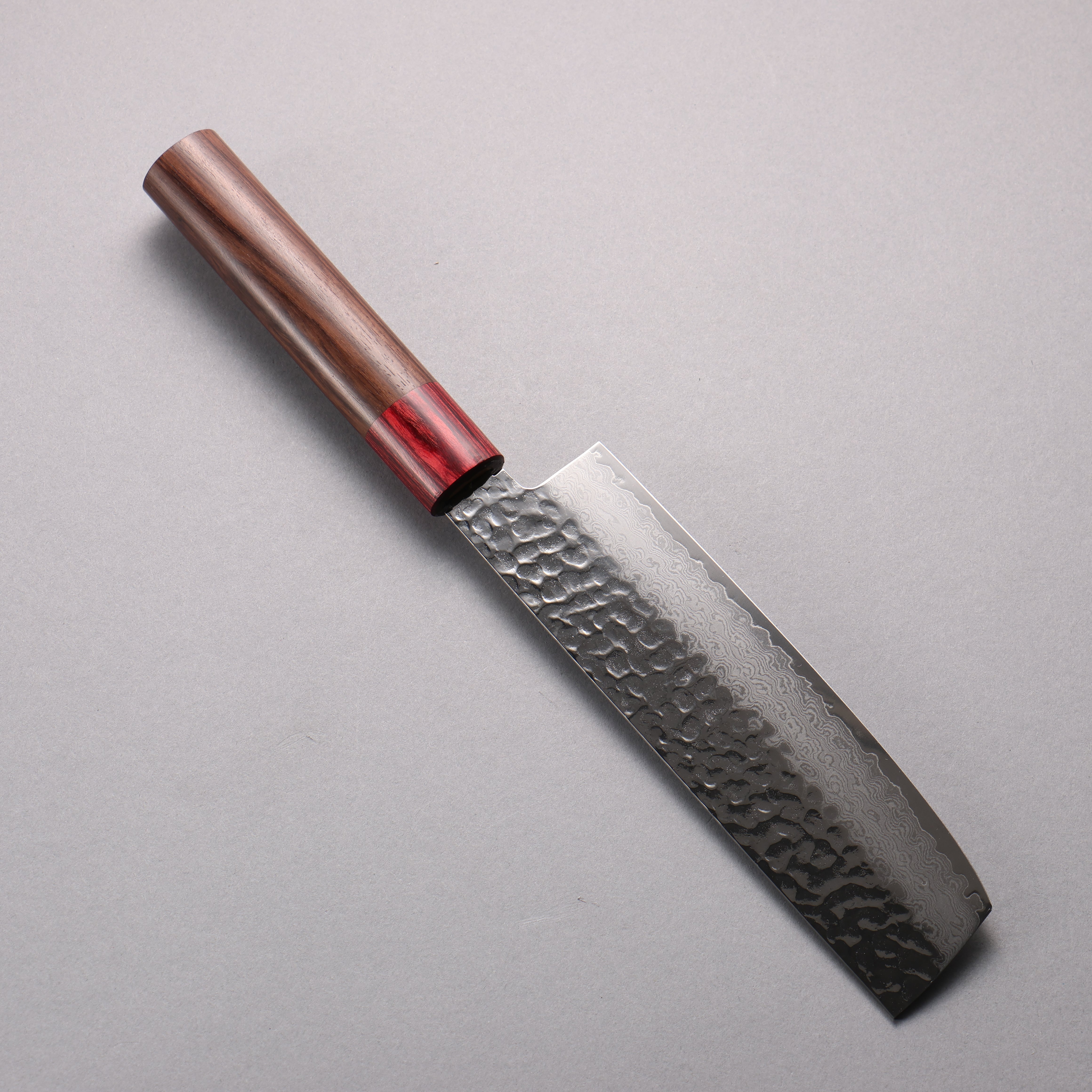Sakai Takayuki VG10 33 Layer Hammered Damascus Nakiri 160mm Rosewood (ferrule: Red Pakka wood) Handle - Seisuke Knife